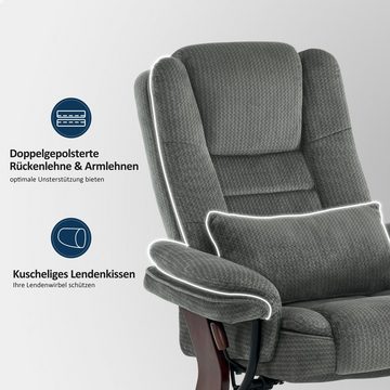 MCombo Relaxsessel 360°Drehbarer Fernsehsessel mit Hocker TV-Sessel 9099, bis 120 Kg Belastbarer, mit Seitentasche, mit Kissen, mit Liegefunktion