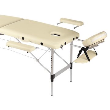 Massageliege Massageliege Massagebank Massagetisch inkl. Tasche 2 Zonen Therapieliege Klappbar Höhenverstellbar Aluminium Gestell Armlehnen Armaufhängung Behandlungsliege Kopfstütze mit Loch Polsterung Ruheraumliege Kosmetikliege Rot Schwarz Beige Weiß (Stück), Abnehmbare Elemente