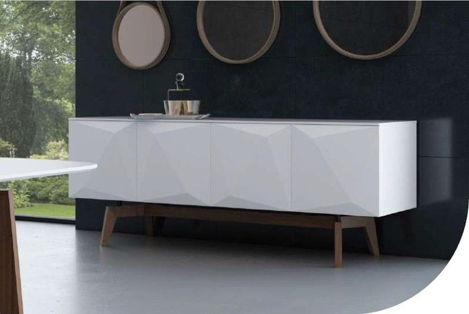 Xlmoebel Sideboard Weißes Luxus Holzmöbel mit Stauraum für das Esszimmer (Sideboard, ca. 220 x 58 x 56 cm), Made in Europa