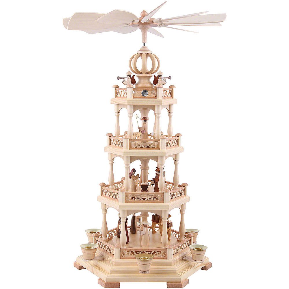 Müller Kleinkunst GmbH Seiffen Weihnachtspyramide 4-stöckige Pyramide Heilige Geschichte (58cm) von Müller Kleinkunst