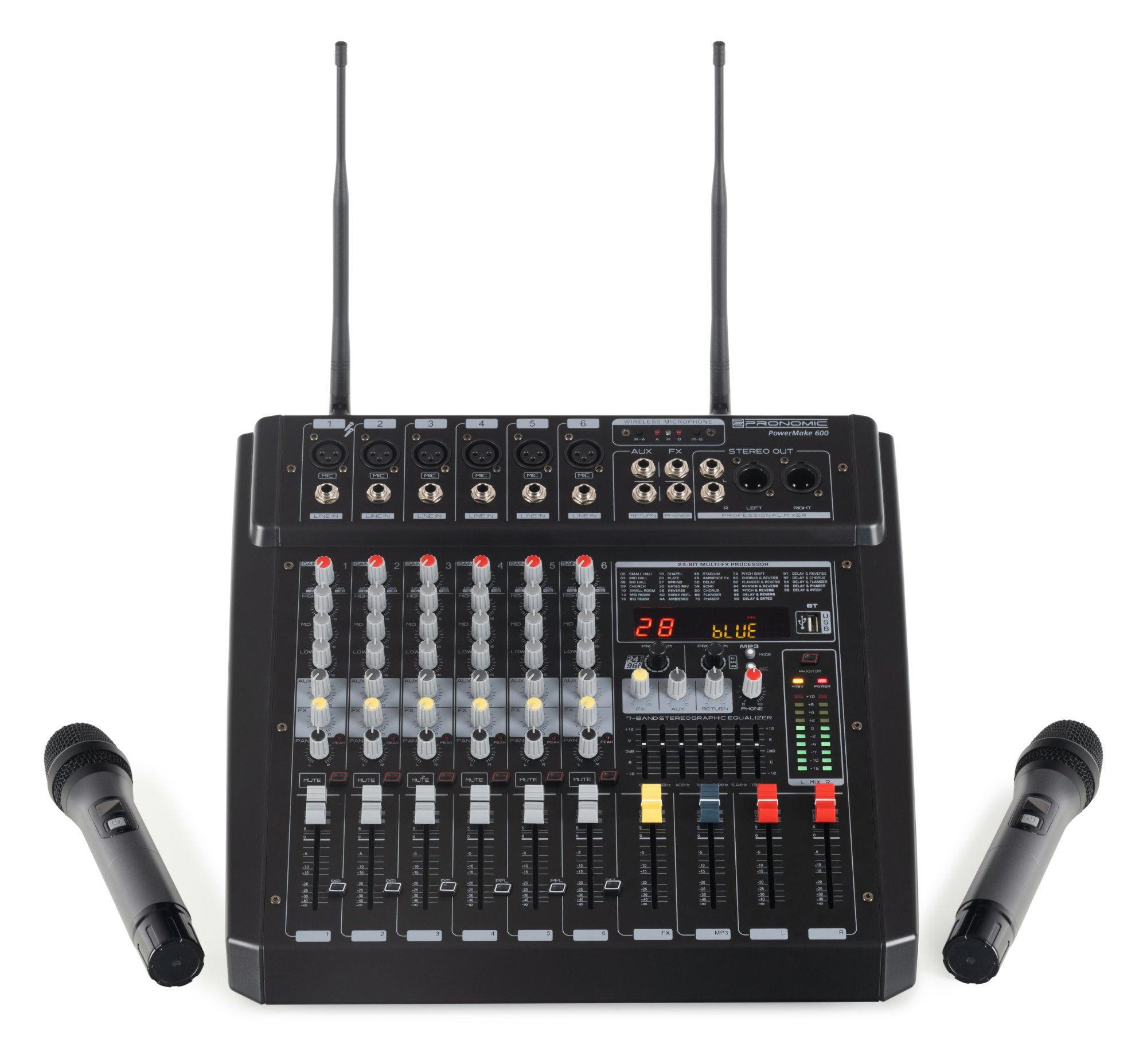 Mischpult 6-Kanal-Powermischer 760 Watt RMS-Leistung