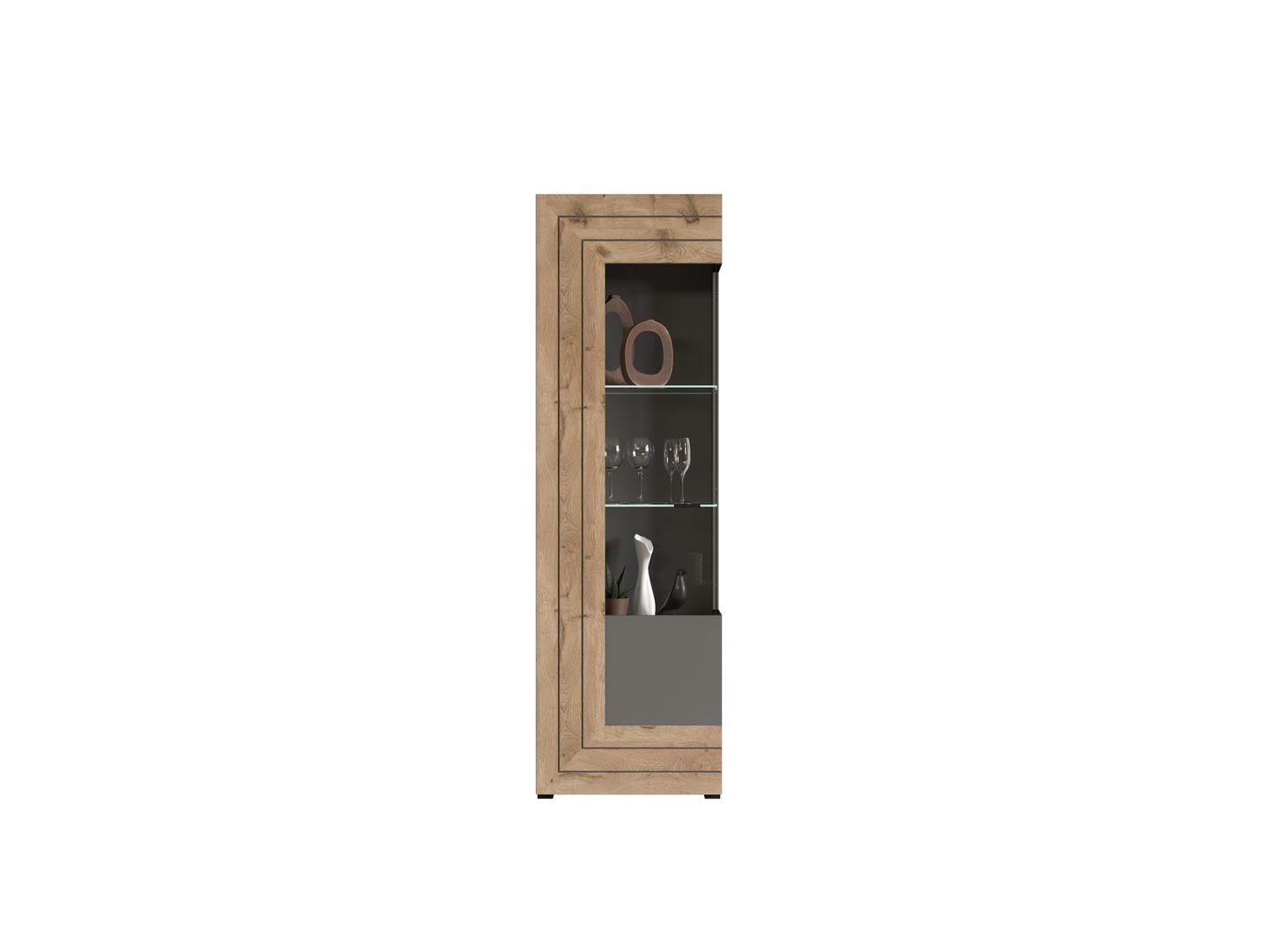 xonox.home Vitrine Freno Vitrinenschrank 1 Tür grau.