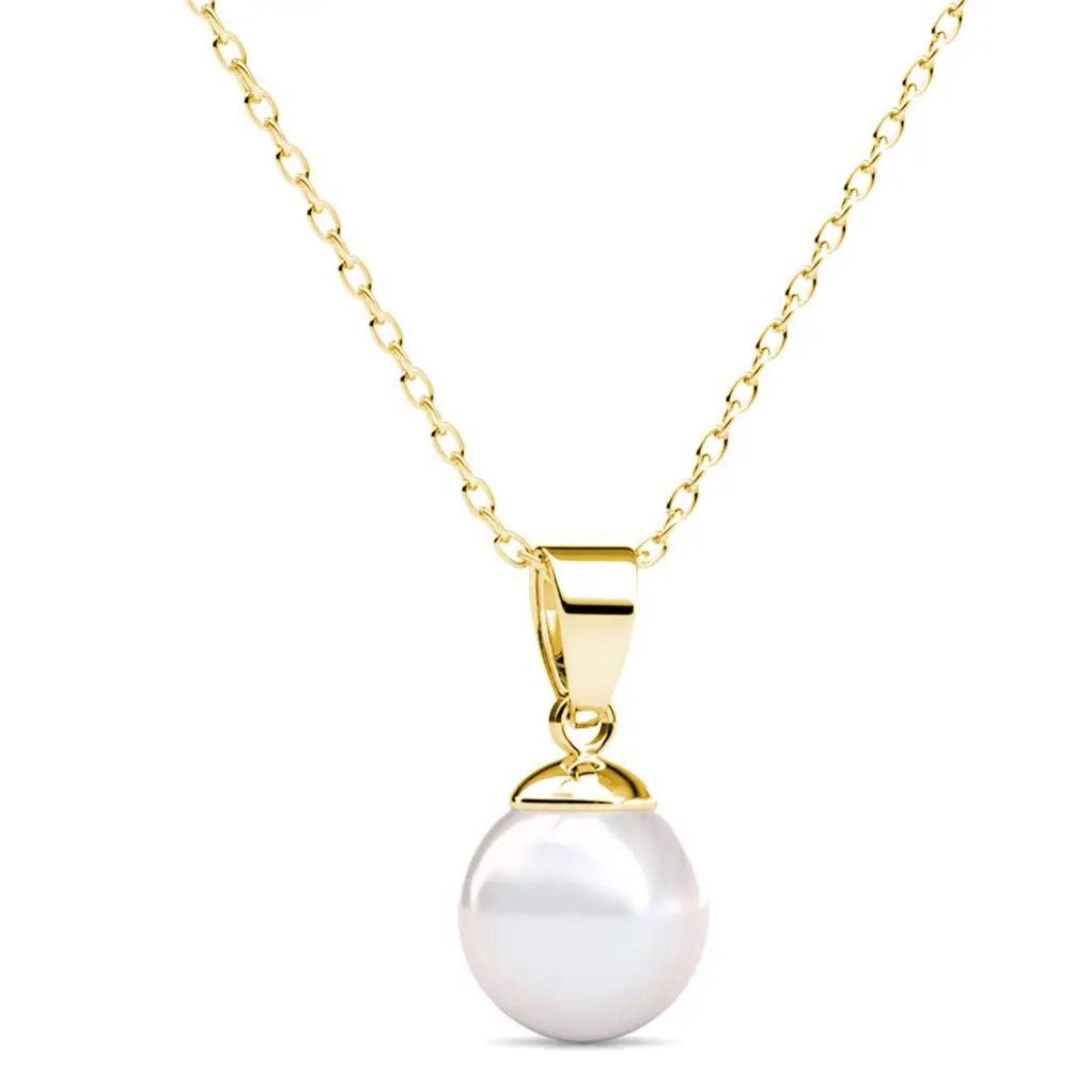 Ella Eisvogel Schmuckset 3er Perlmutt-Schmuckset: Halskette, Ohrringe, Armband, 18 Karat