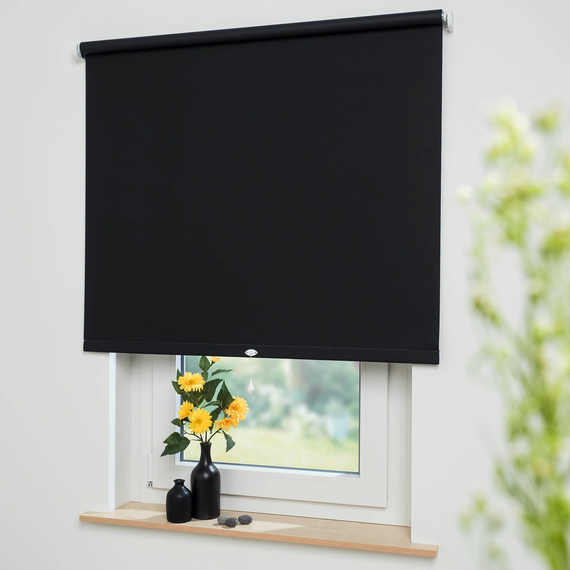Springrollo Uni, Liedeco, verdunkelnd, mit Bohren, günstig online kaufen