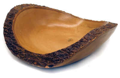 Gedeko Dekoschale Holzschale Mango Rund Oval, Schale aus Holz, mit Rand aus Baumrinde, lackiert