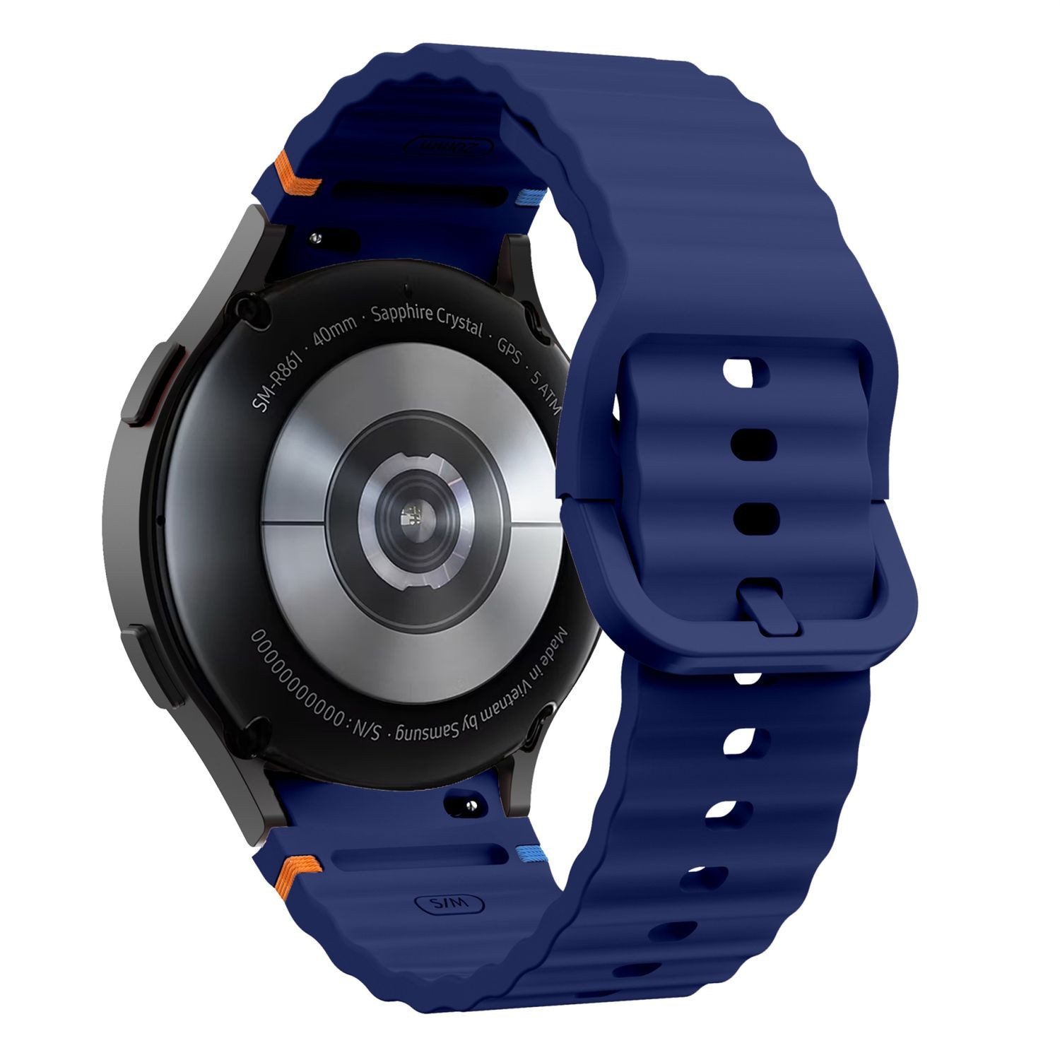 Wigento Smartwatch-Armband TPU Silikon Wellen Design für Samsung Galaxy Watch 7 44 / 40mm Blau