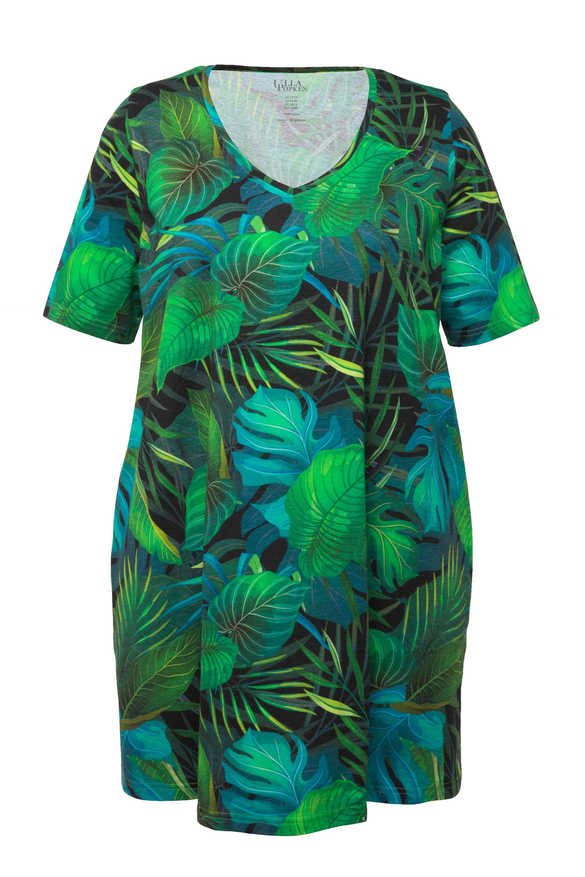 Ulla Popken Longshirt Longshirt Blätter A-Linie günstig online kaufen