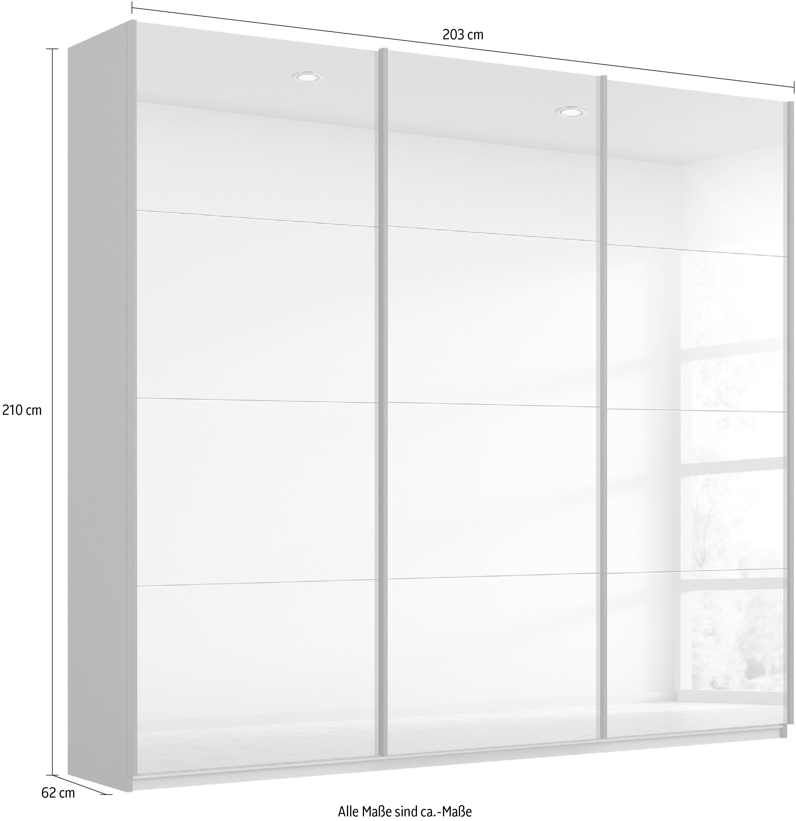 Spiegelfront, mit Wäscheeinteilung Seidengrau Schwebetürenschrank mit inkl. 3 Innenschubladen Oteli rauch