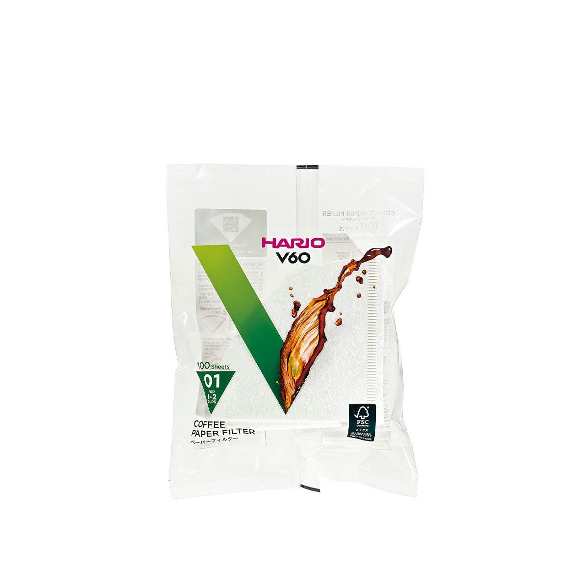 Hario Ersatzfilter V60 VCF-01-100W, Zubehör für Фільтр для кави, Passend für Hario V60 - Розмір 01