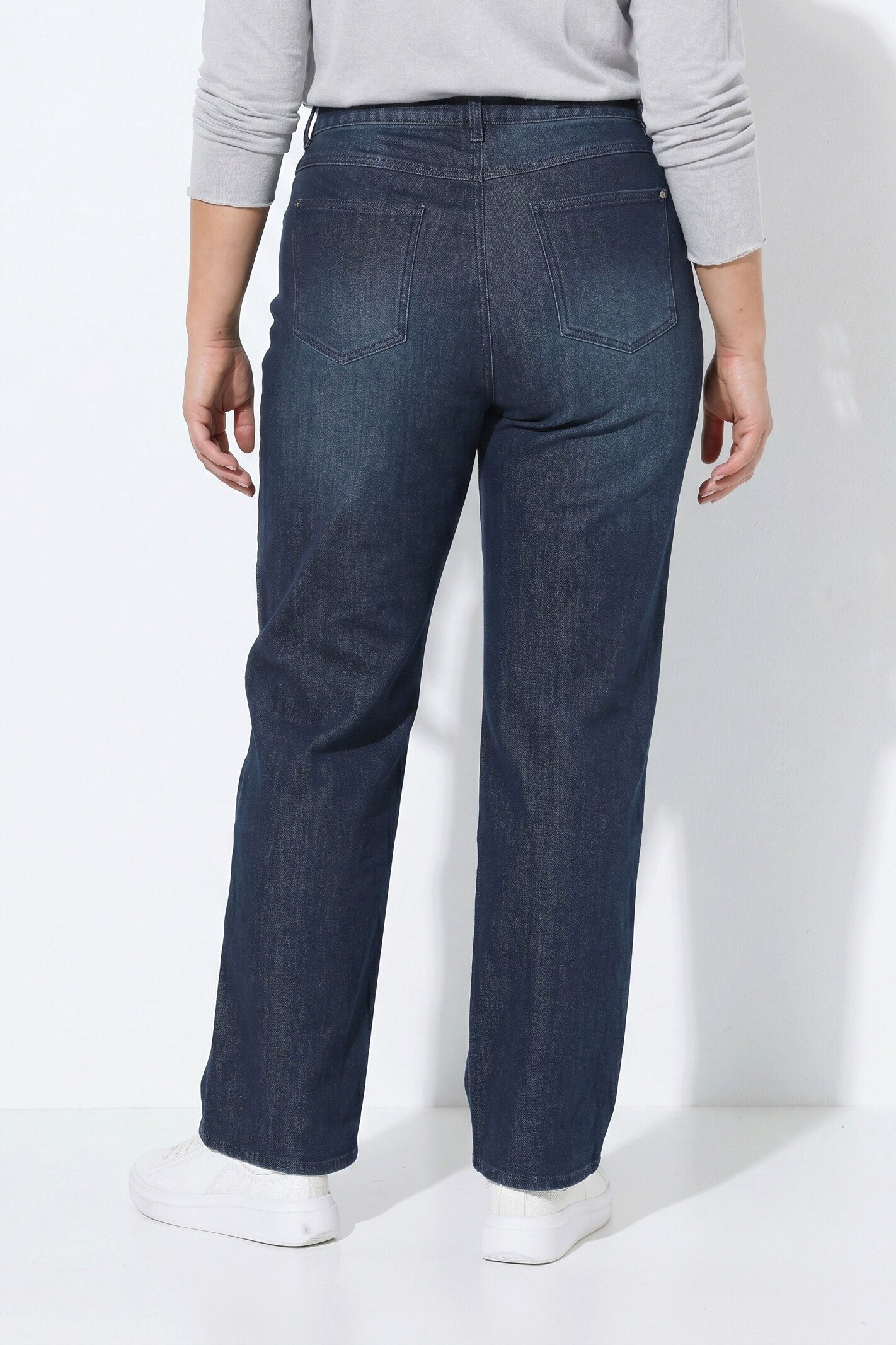Ulla Popken Regular-fit-Jeans Jeans Mary weites Bein Stretchdenim Komfortbund – Bild 3 von 4