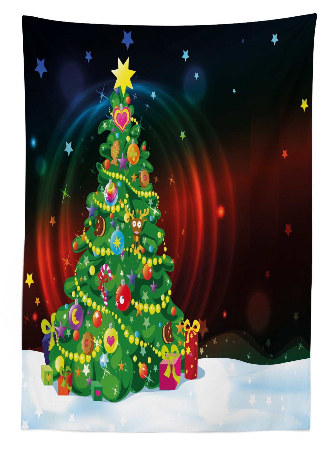 Abakuhaus Tischdecke Farbfest Farben, Für Klare geeignet Waschbar Weihnachten Weihnachtsbaum-Karikatur Bereich Außen den