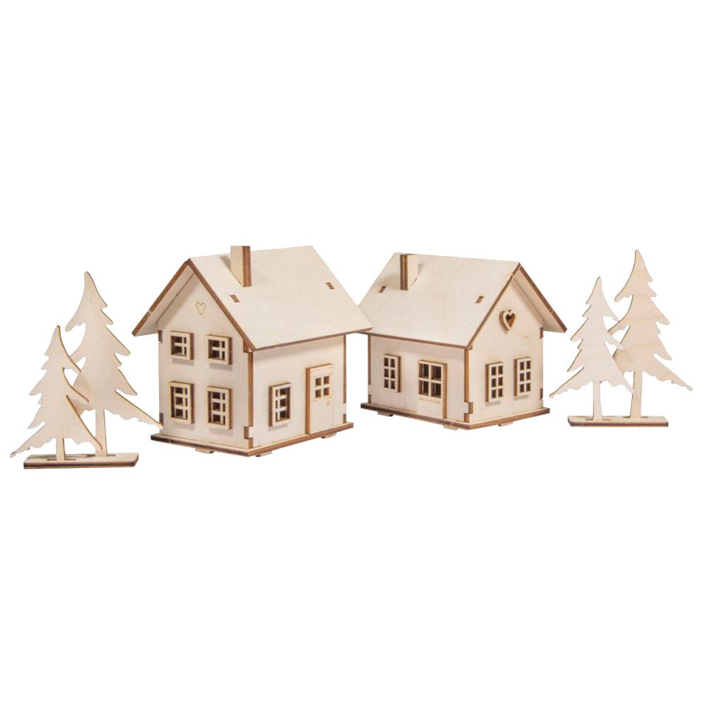 Rayher Modellbausatz Licherhäuser und Tannen, (46-tlg), 46-tlg.