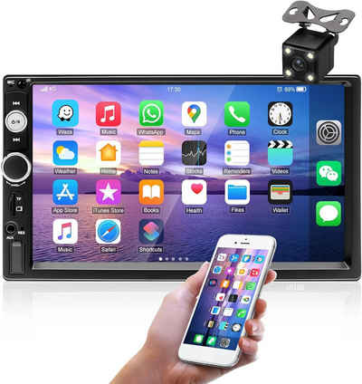 Hikity Doppel Din Autoradio Bluetooth 7 Zoll Bildschirm Touchscreen Autoradio (Link spiegeln: Android/IOS, Steuerung über das Lenkrad)