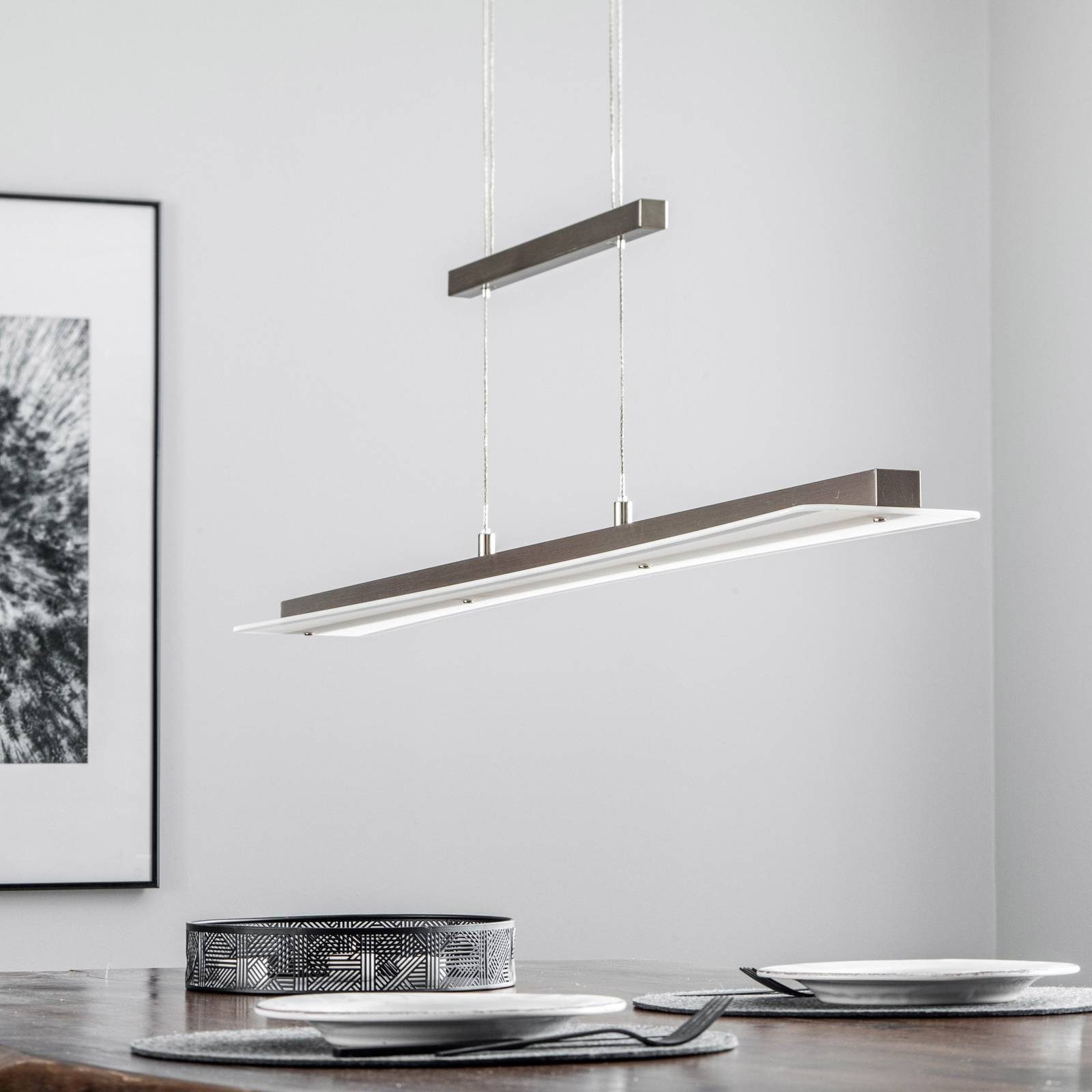 Modern, 1 / tageslicht, Farbwechsel Aluminium, nickel, LED-Hängeleuchte Lindby flammig, dimmbar, warmweiß Glas, Wabini, LED-Lampen,