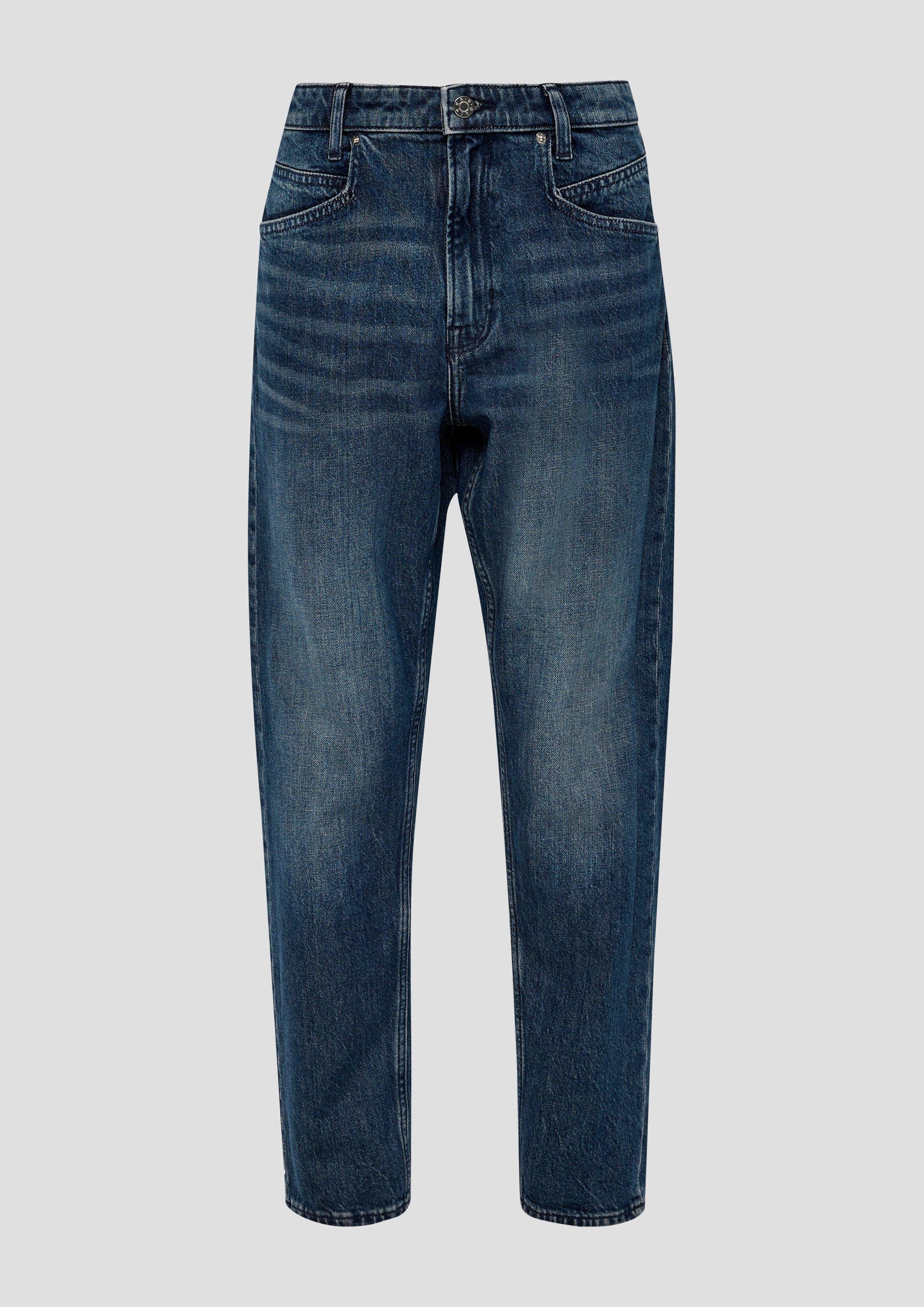 s.Oliver 7/8-Jeans Leg Waschung, / Mid Relaxed Rise Label-Patch / Franciz Fit Ankle-Jeans Tapered 