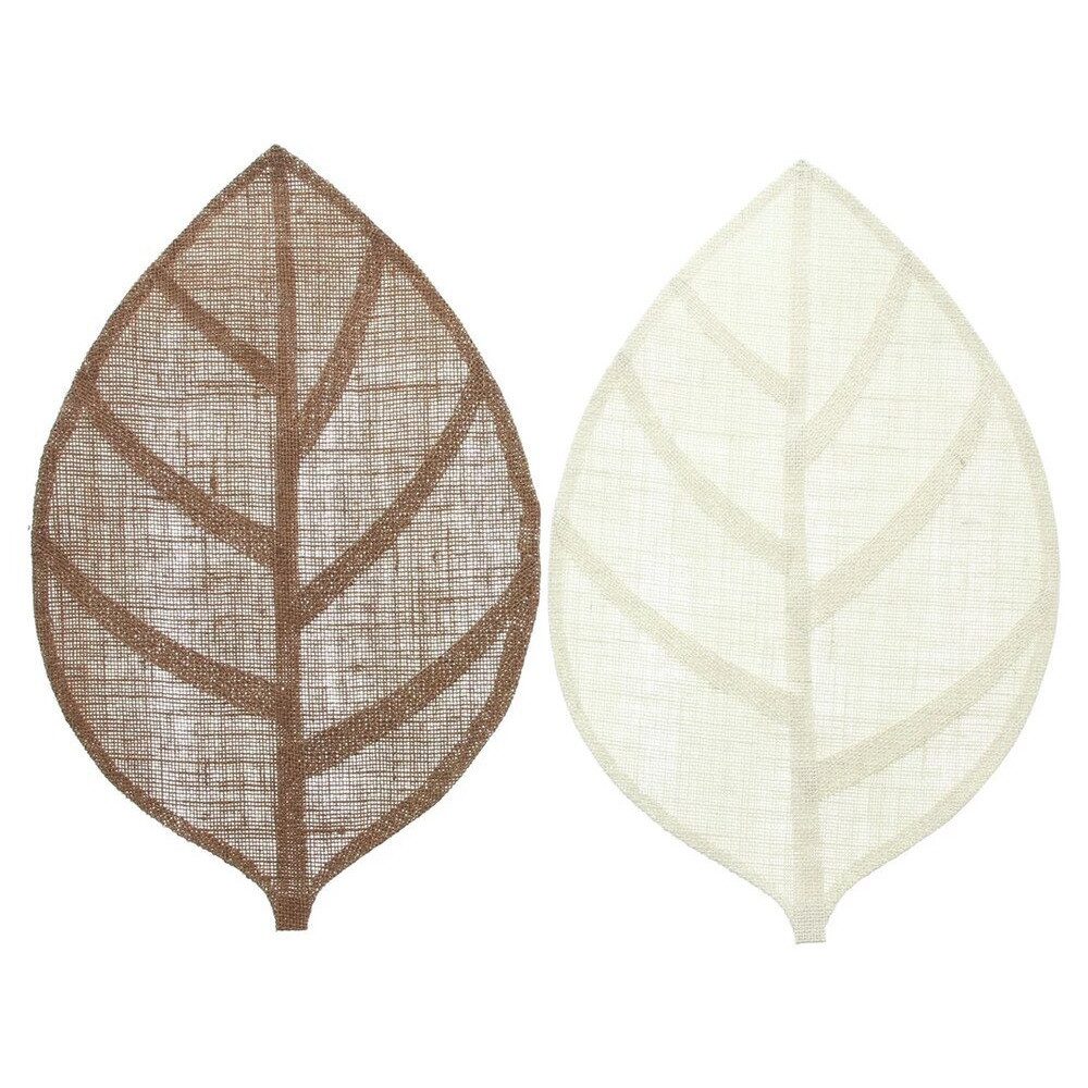 Home-trends24.de Platzset Platzmatte Blatt 4er Set Jute Braun Weiß Tischset Herbstdeko, (4-St) – Bild 3 von 3