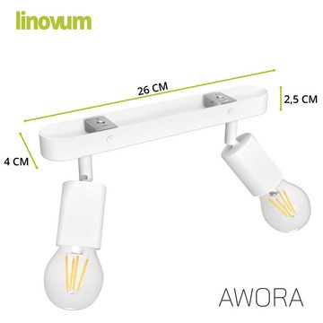 linovum LED Aufbaustrahler AWORA Wohnzimmerlampe 2 flammig weiss inkl. 2x E27 fourSTEP, Leuchtmittel inklusive