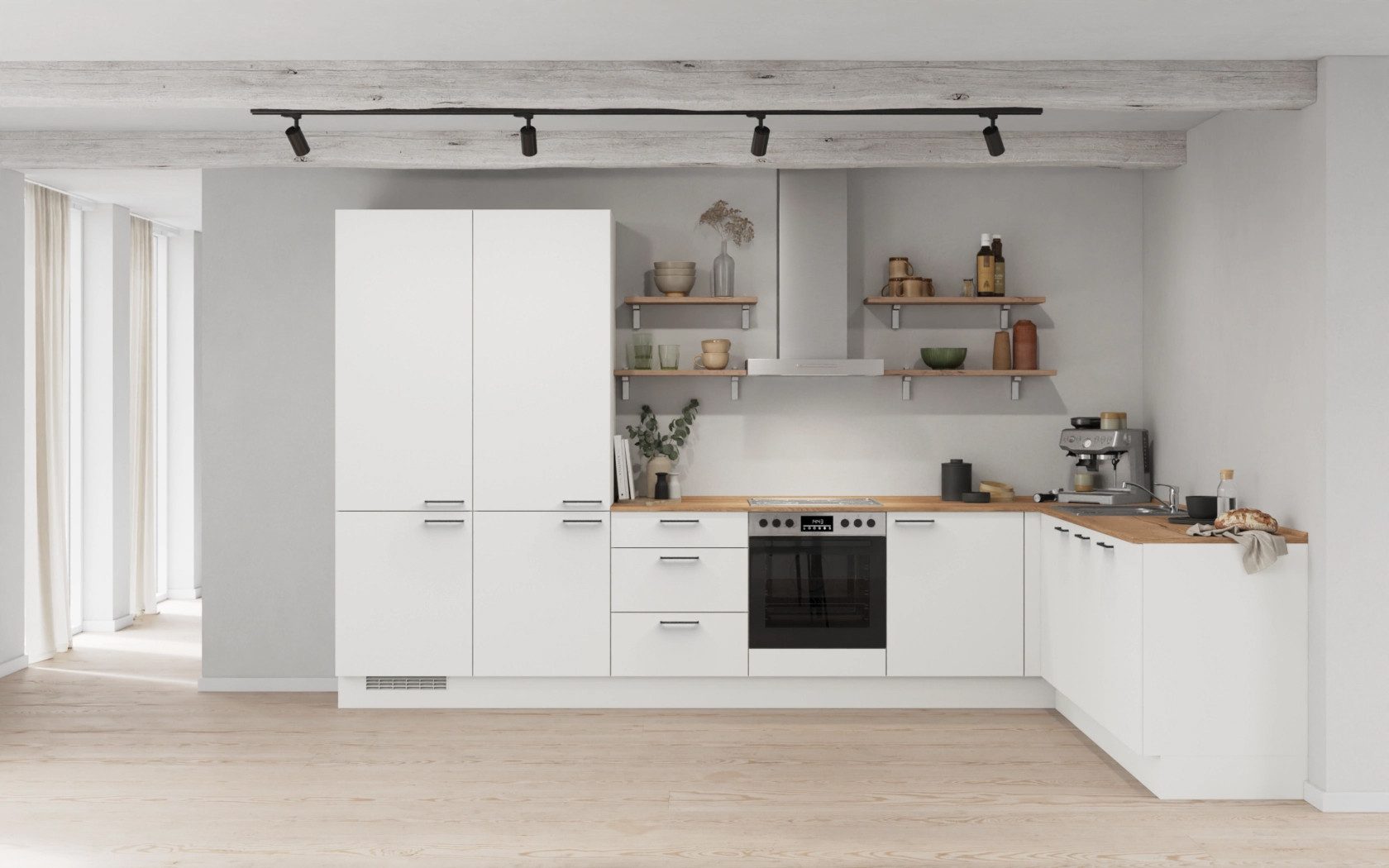 nobilia® Winkelküche Fjord, individuell anpassbar, gratis Küchenplanung mit Profis, (Breite 613.2 cm), vormontiert, wahlw. mit E-Geräten, inkl. Lieferung