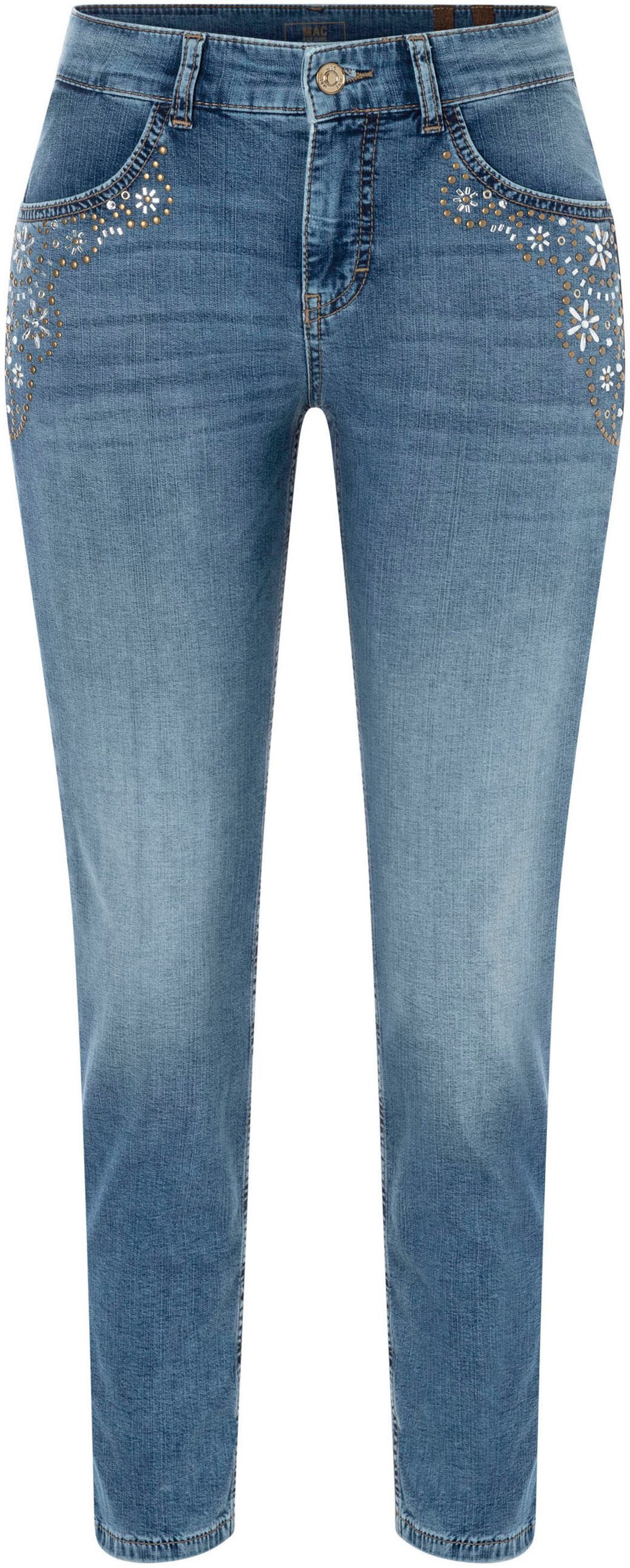 MAC Slim-fit-Jeans RICH SLIM 7/8 flower mit Schmucksteinen günstig online kaufen