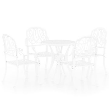 vidaXL Garten-Essgruppe 5-tlg Bistro-Set Aluminiumguss Weiß Sitzgruppe Set