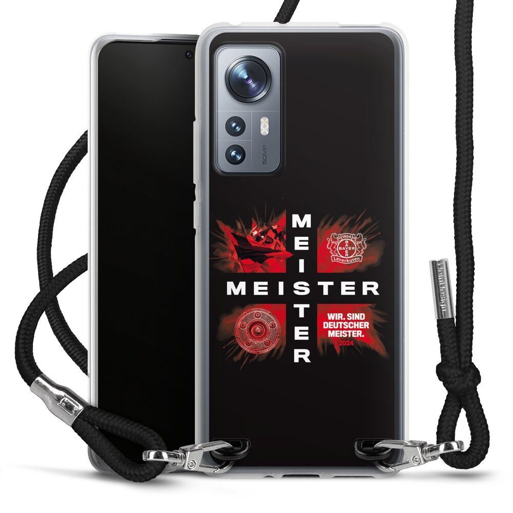 DeinDesign Handyhülle Bayer 04 Leverkusen Meister Offizielles Lizenzprodukt, Xiaomi 12 5G Handykette Hülle mit Band Case zum Umhängen
