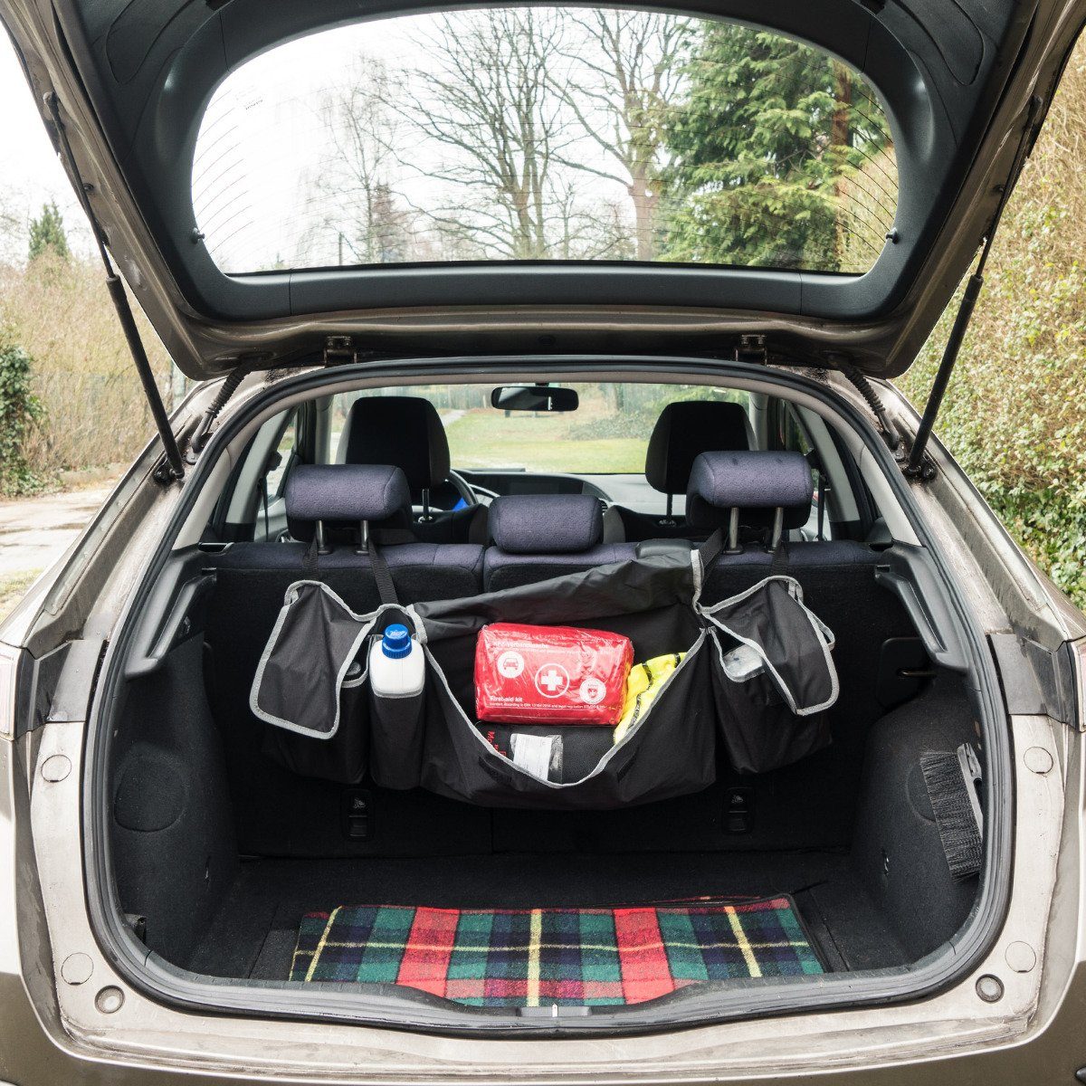 Rücksitzorganizer Tasche Kofferraum Fächer, 4 verstellbare Organizer Navaris Auto - Gurte