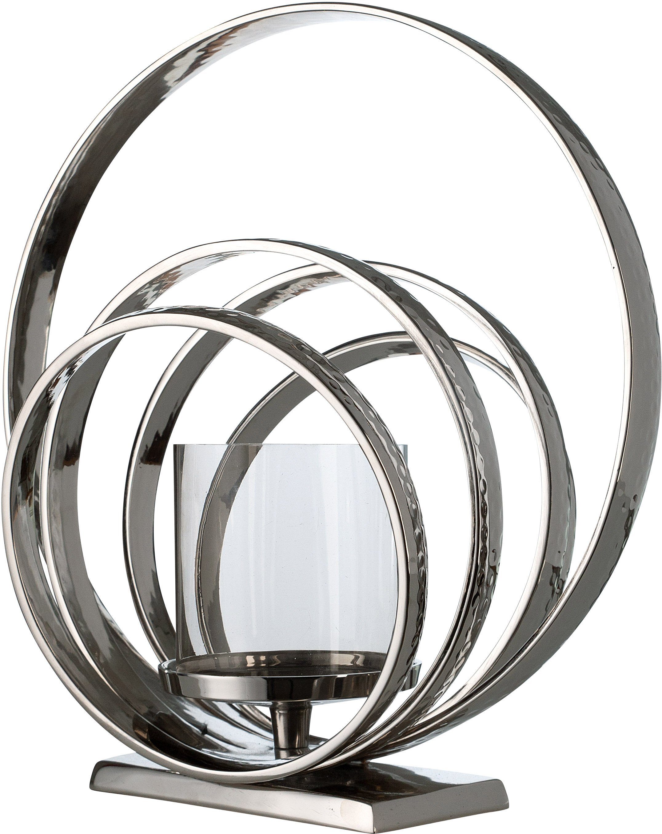 GILDE Kerzenhalter »Ringe« (1 St), Kerzenleuchter aus Aluminium, Höhe ca.  46 cm