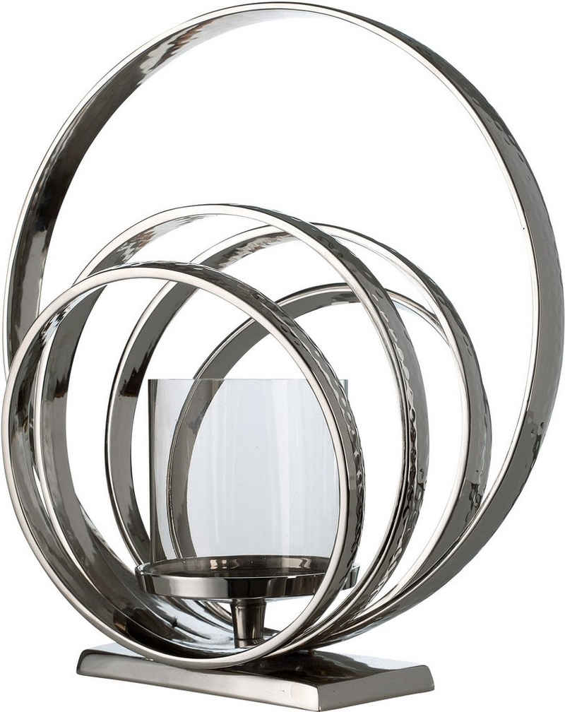 GILDE Kerzenhalter Ringe (1 St), Kerzenleuchter aus Aluminium, Höhe ca. 46 cm