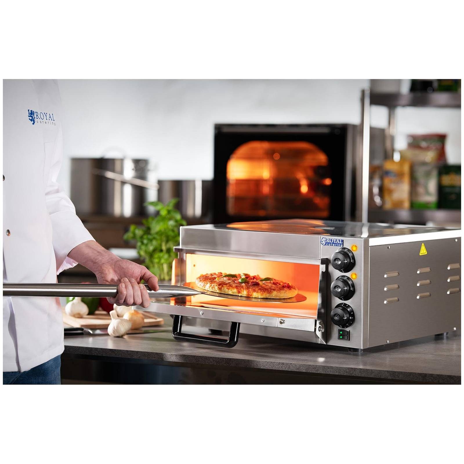 Royal Catering Pizzaofen Pizza Backofen 2000 W Ø 40 cm Pizzabackofen Schamottstein 230 V 350 °C – Bild 4 von 5