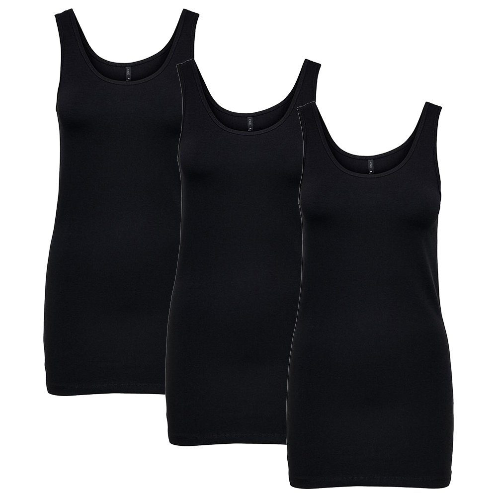 ONLY Tanktop ONLY 3er Pack Damen Top Live Love Long Basic Tank Tops