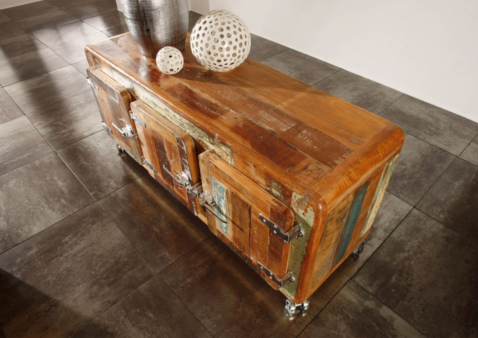 Massivmoebel24 Sideboard FREEZY (Massivholz), Sideboard Altholz 126x40x56 mehrfarbig lackiert FREEZY #04