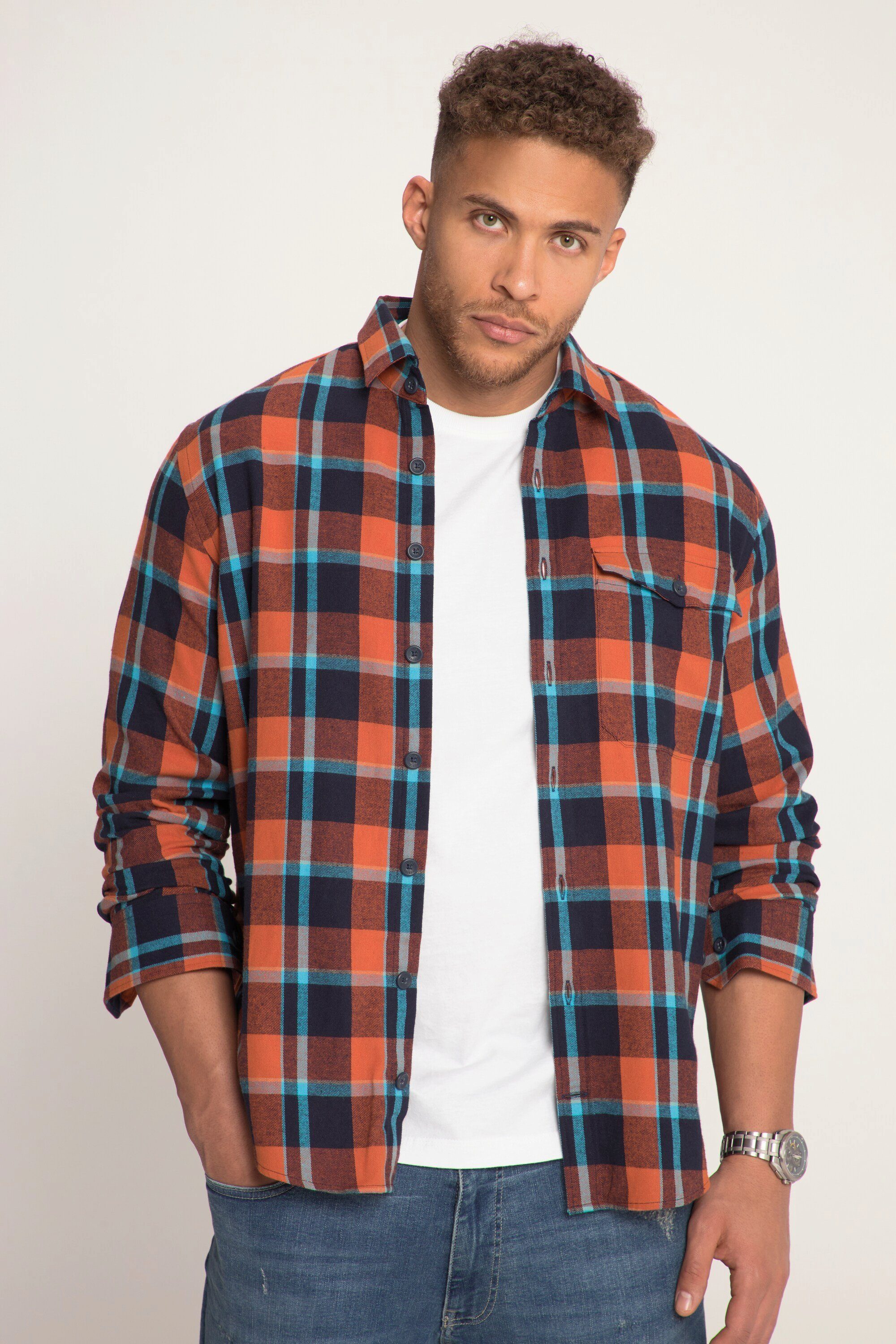 Businesshemd STHUGE Karohemd Langarm Flanell Modern Fit