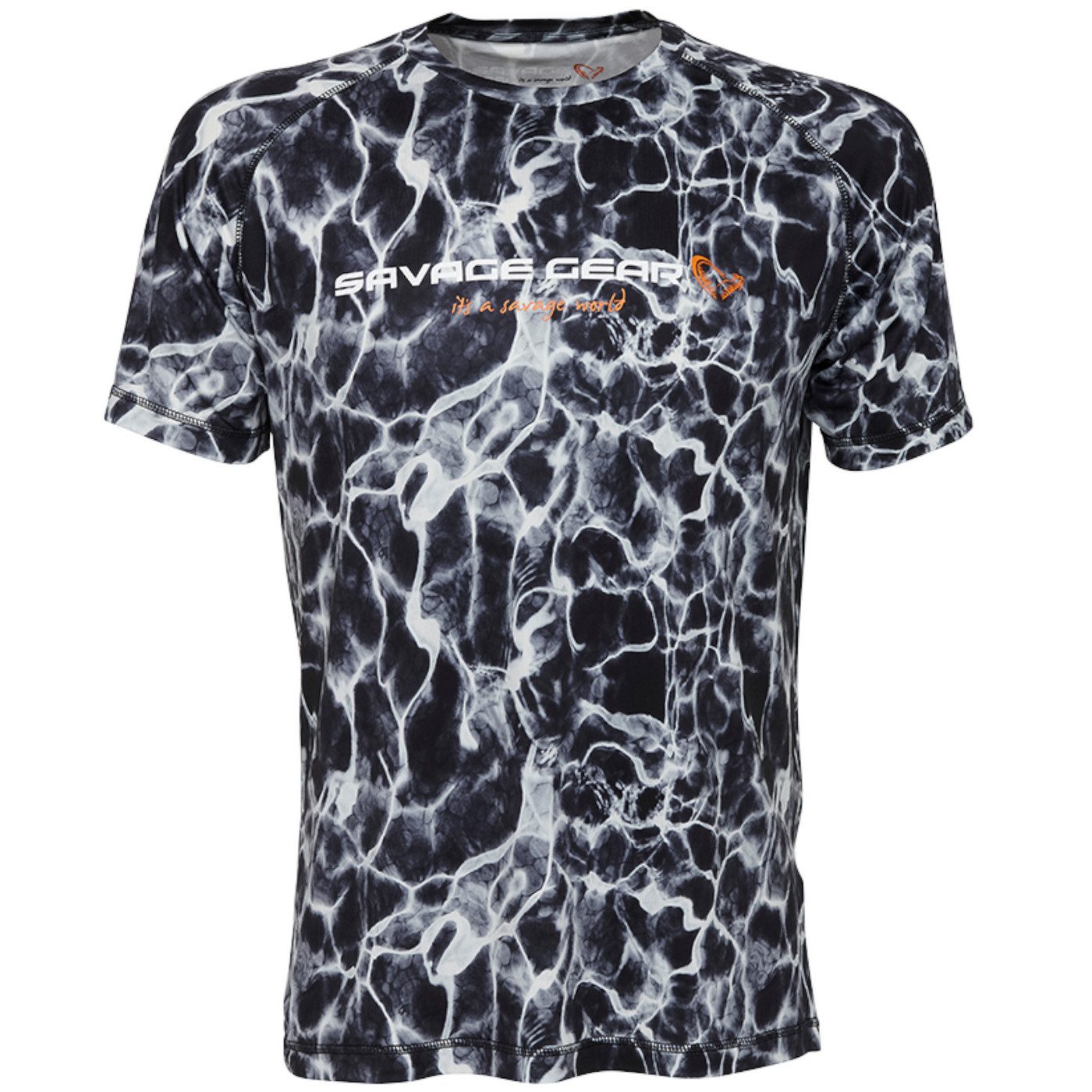 Savage Gear T-Shirt Savage Gear Night UV T-Shirt Black Waterprint - Angelshirt