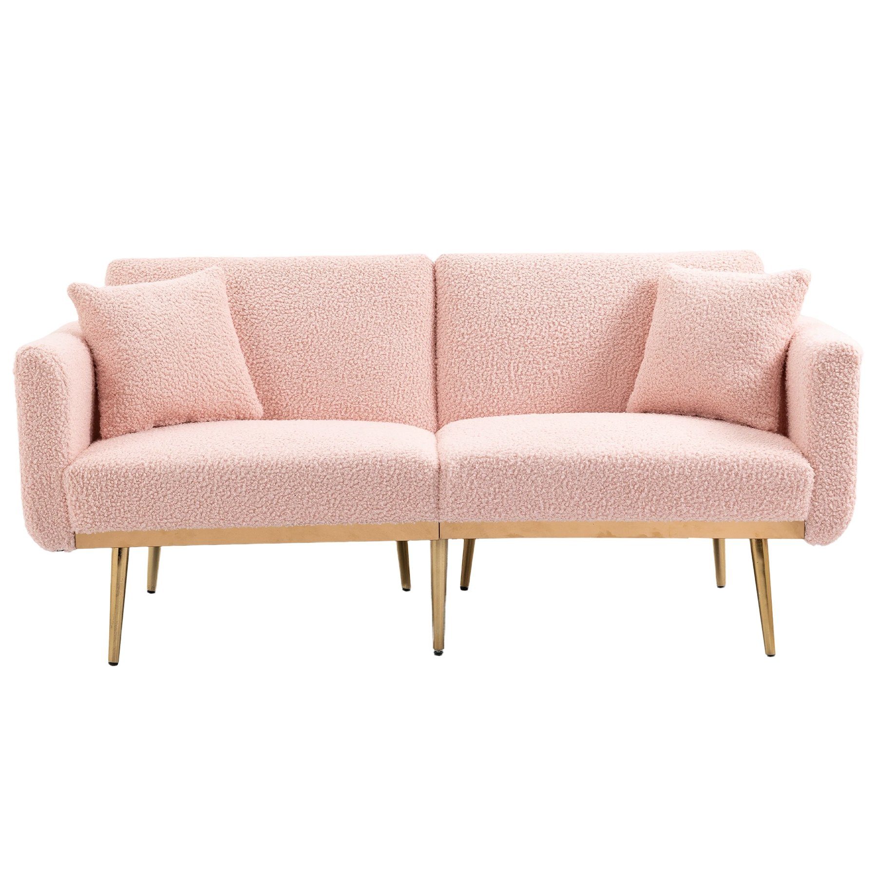 Celya Sofa rosa verstellbare Samtsofa, umwandelbar Rückenlehne, Doppelsofa