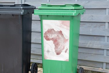 MuchoWow Wandsticker Karte - Afrika - Aquarell - Kompass (1 St), Mülleimer-aufkleber, Mülltonne, Sticker, Container, Abfalbehälter