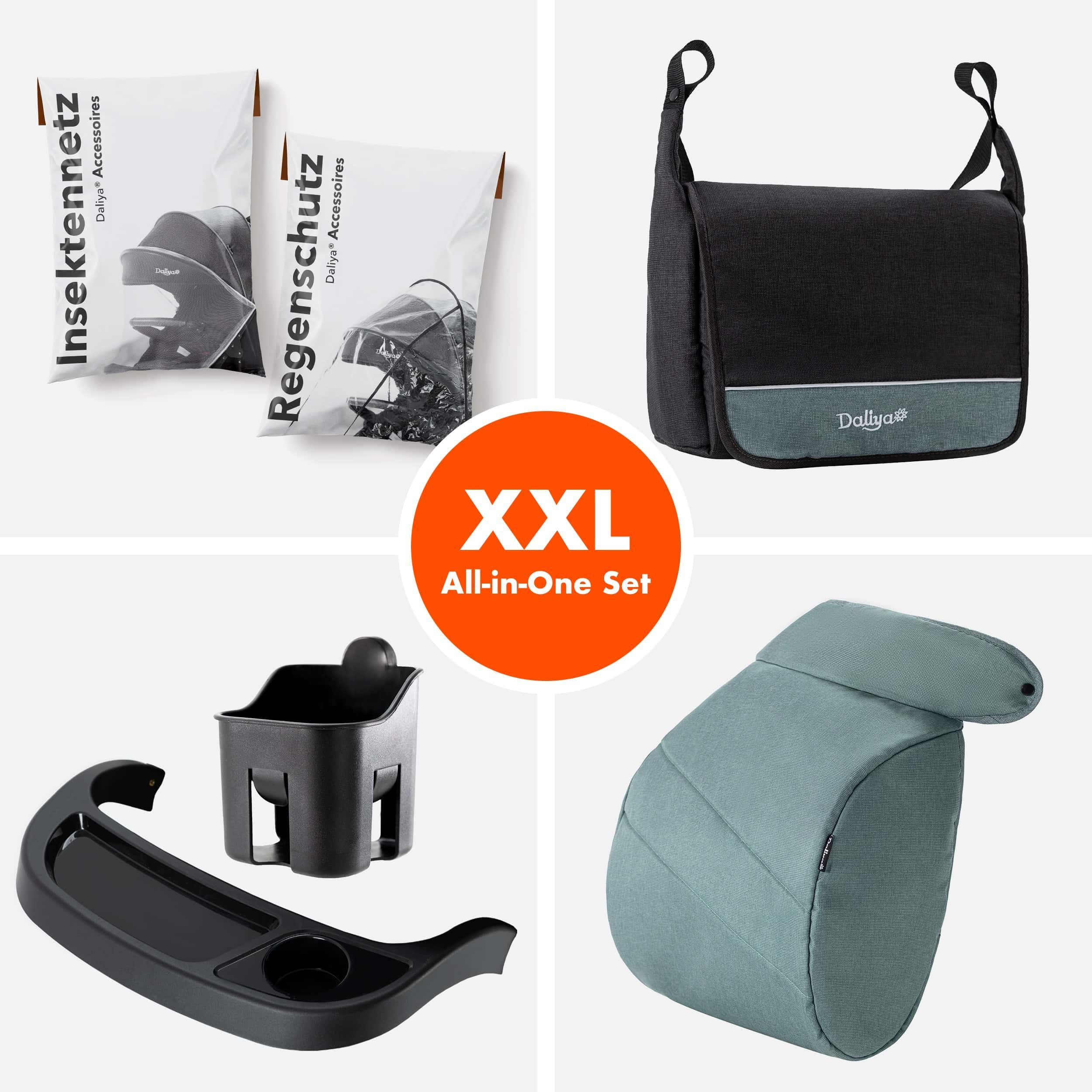 Daliya® Kinder-Buggy RAPIDY Buggy Kinderwagen, XXL Set, kompakt, Kinderbuggy, Sportwagen, (XXL 10-tlg. Komplettset, 10-tlg), Liegeposition, Fußsack, Spieltisch, Wickeltasche, Regenverdeck