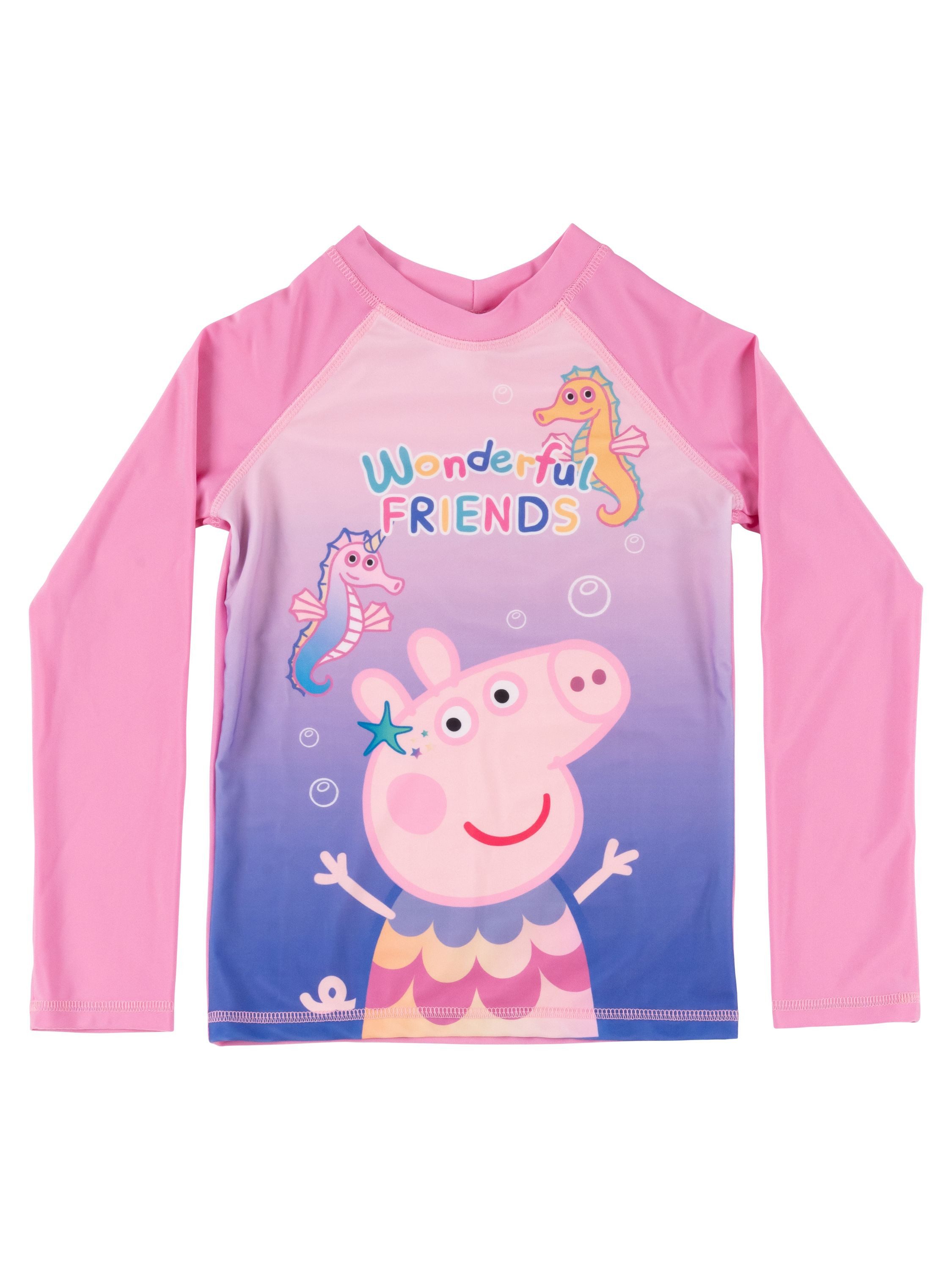 United Labels® Badeanzug Peppa Wutz Schwimmset UV-Schutz 30 Badeanzug langarm Shirt Zweiteiler