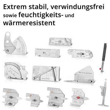 STAHLWERK Messschieber Schweißlehre / Schweißinspektionslehre Set, 16-St., Schweiß-Messwerkzeug mit verschiedenen Schweißnahtlehren nach DIN 862