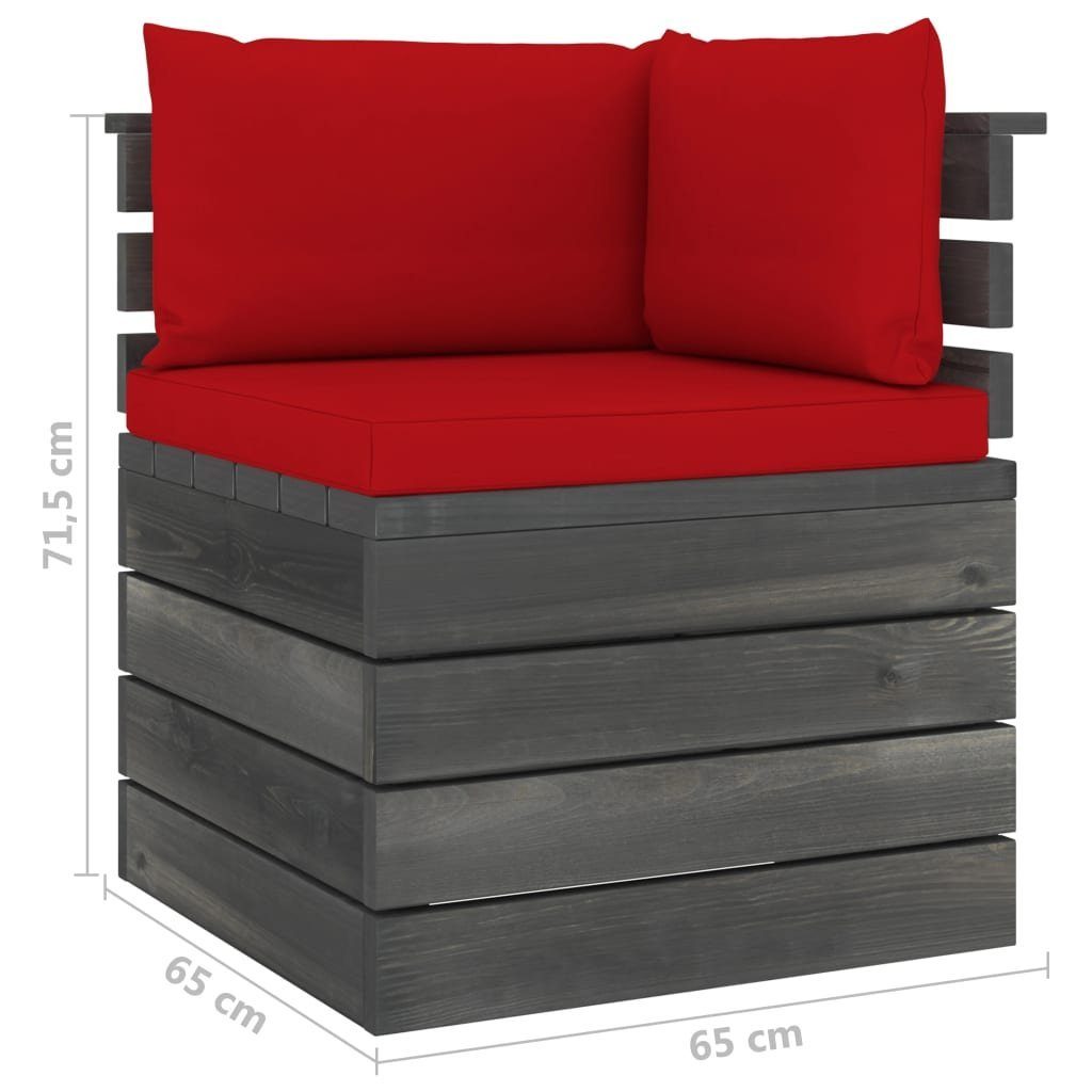 Gartenlounge-Set Kiefernholz, 8-tlg. Rot vidaXL aus Kissen Paletten (8-tlg) mit Garten-Sofagarnitur