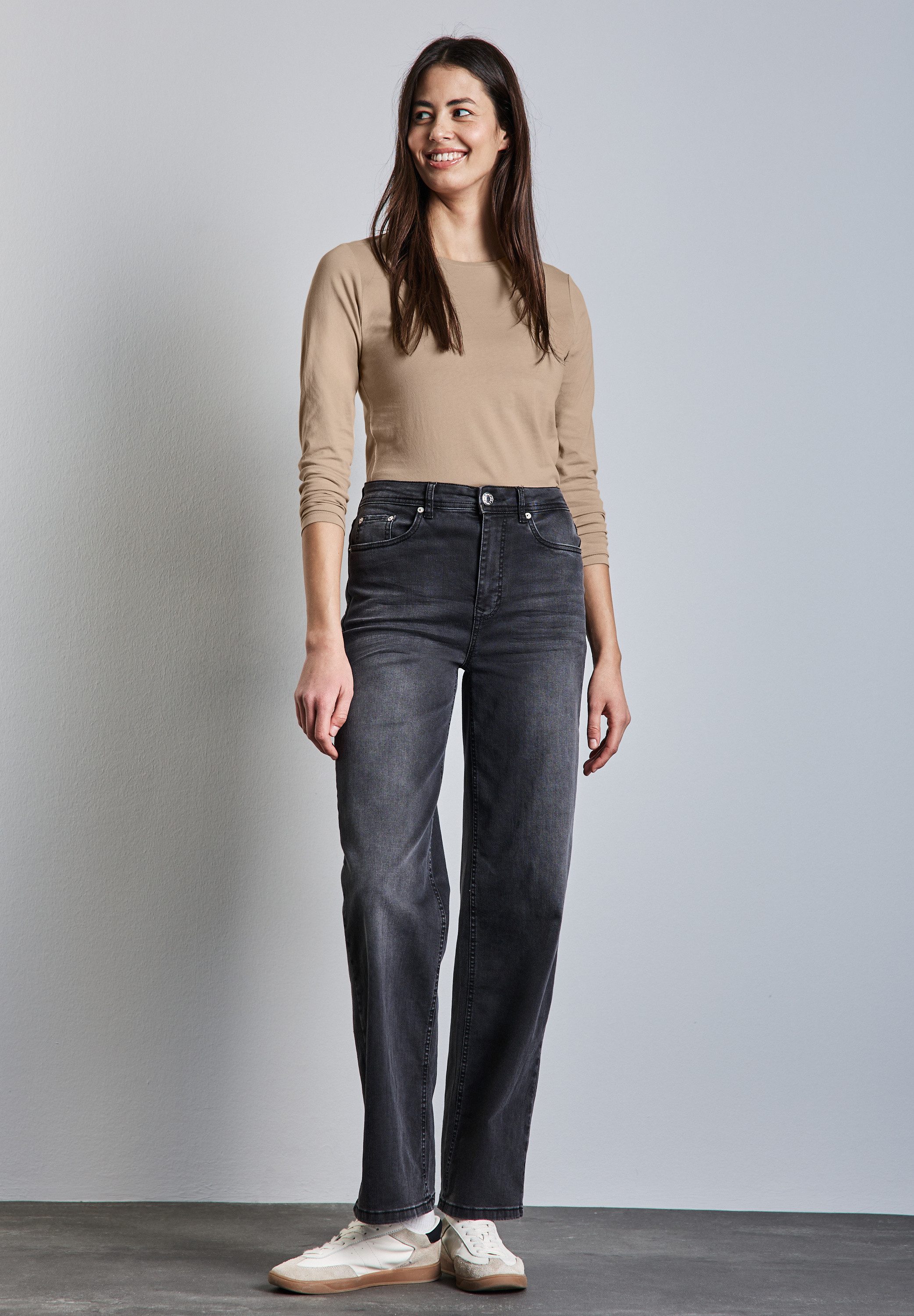 STREET ONE Langarmshirt aus reiner Baumwolle