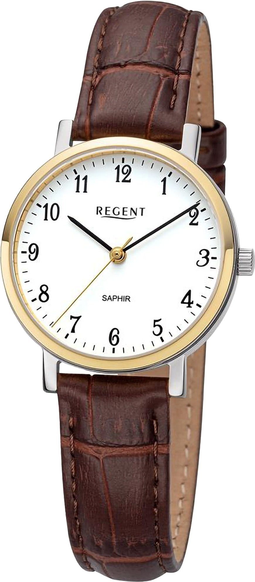 Regent Quarzuhr Regent Damen Armbanduhr Analog, (Analoguhr), Damen Armbanduhr rund, extra groß (ca. 30mm), Lederarmband