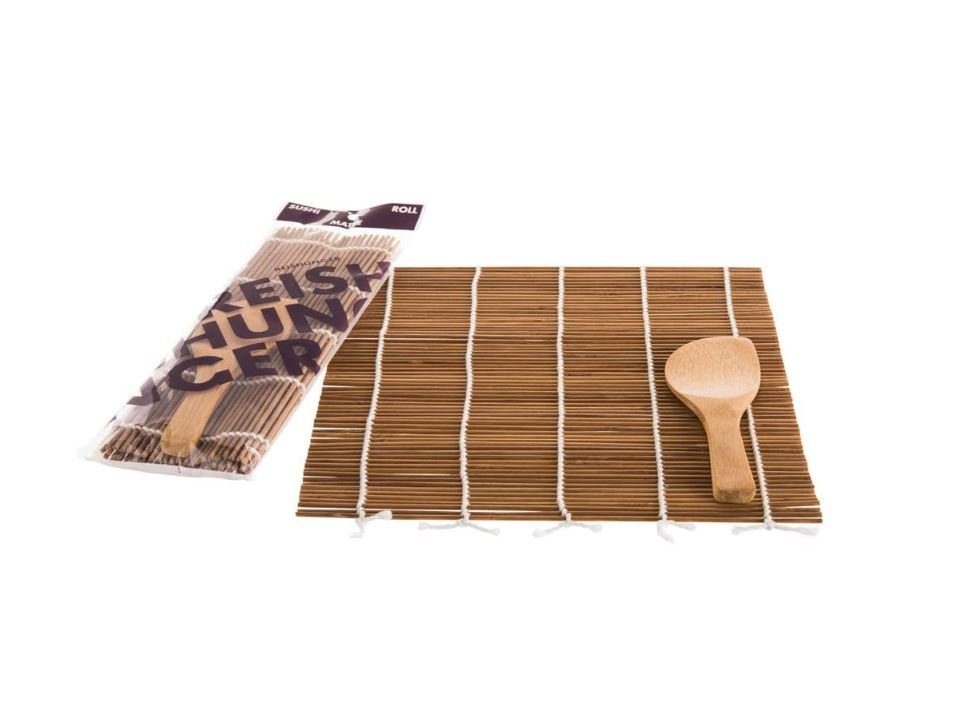 Reishunger Sushi-Roller - Sushi Rollmatte aus Bambus mit Löffel (24x24cm), (Set mit Sushi Rollmatte und Löffel 4-tlg)