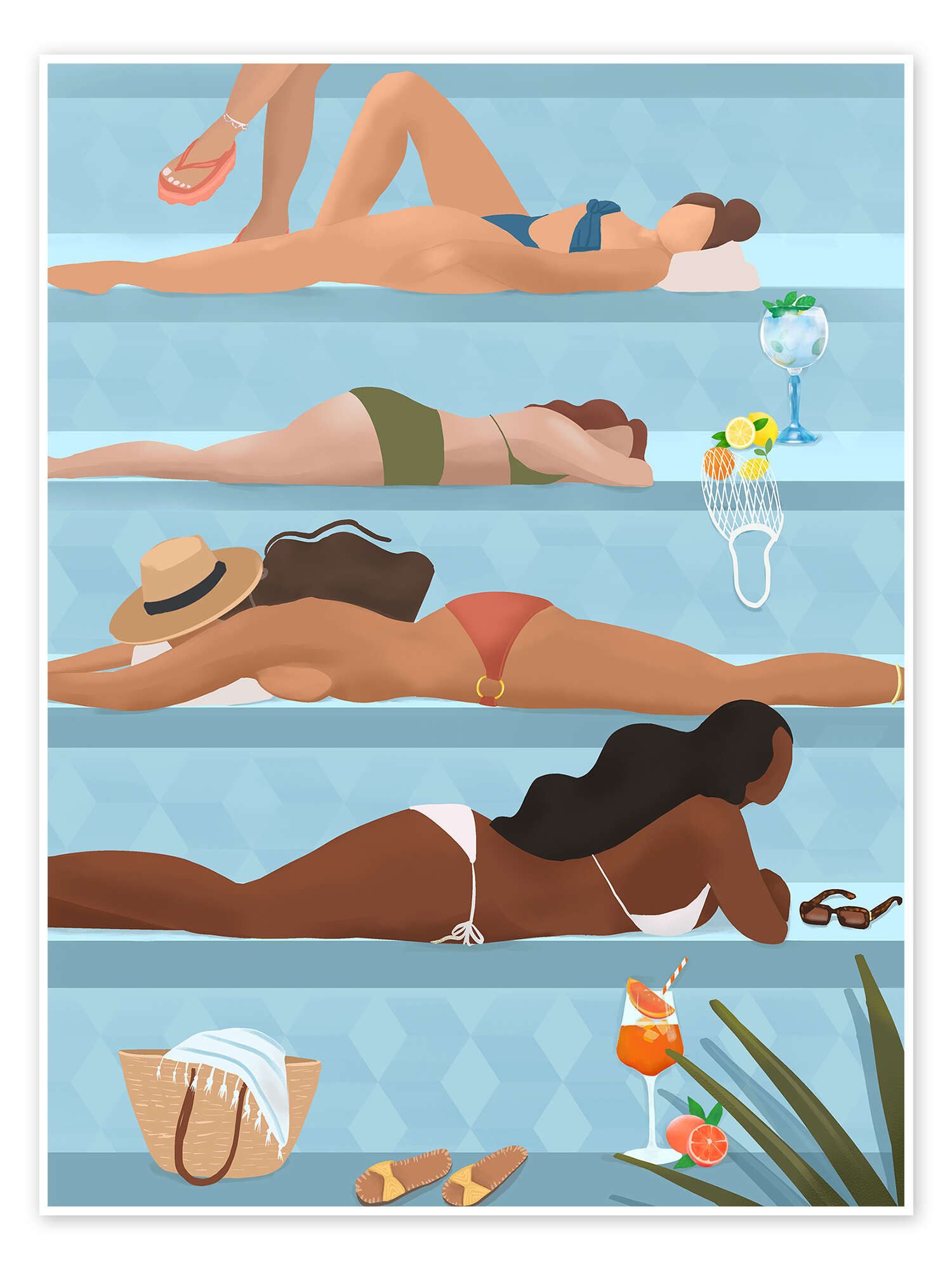 Posterlounge Poster Petra Lizde, Ladies By the Pool, Illustration