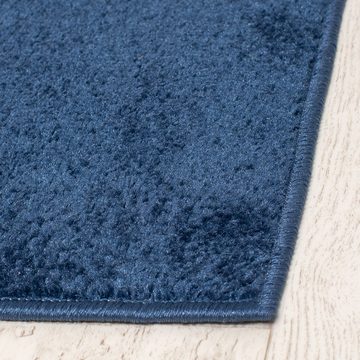 Designteppich Modern Teppich Einfarbig Muster Blau farbe - Kurzflor, Mazovia, 140 x 200 cm, Geeignet für Fußbodenheizung, Höhe 7 mm, Kurzflor