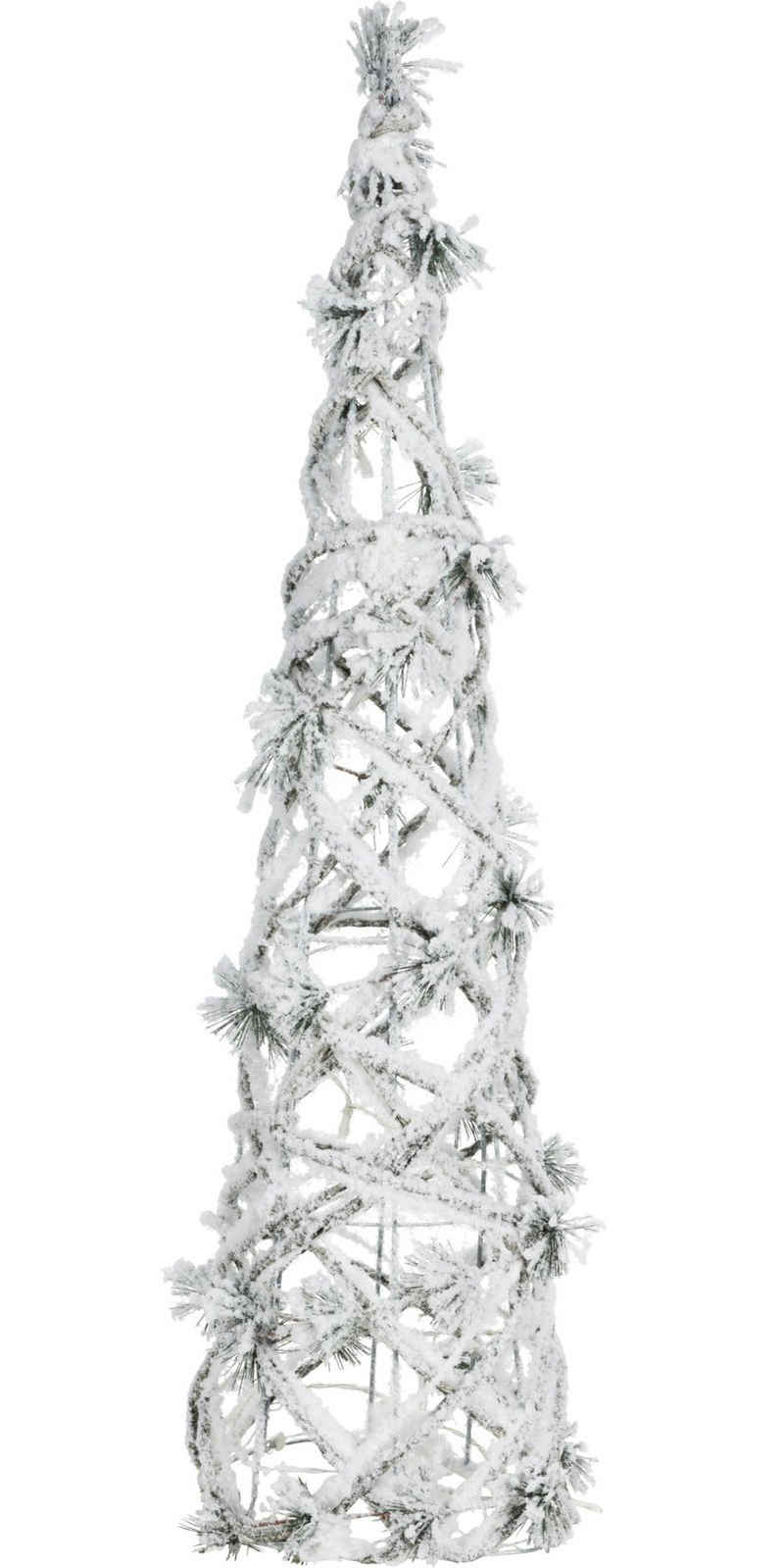 SELF IMPORT AGENCIES Weihnachtspyramide Weiß, LED-Baum, Metall/ Kunststoff, Schneebedeckt, Batteriebetrieben