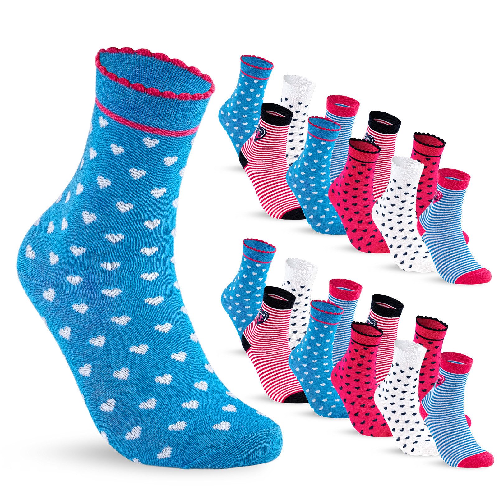 sockenkauf24 Socken 10 Paar Kinder Socken Jungen & Mädchen Baumwolle Kindersocken (35-38) - 54330