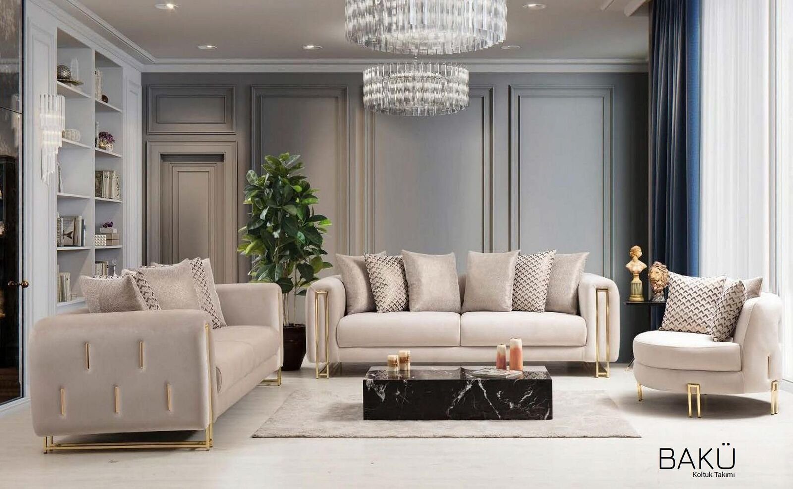 Weiß Sofa 3-Sitzer JVmoebel Europe 3 Elegant Couch, in Textil Design Modern Made Sitzer