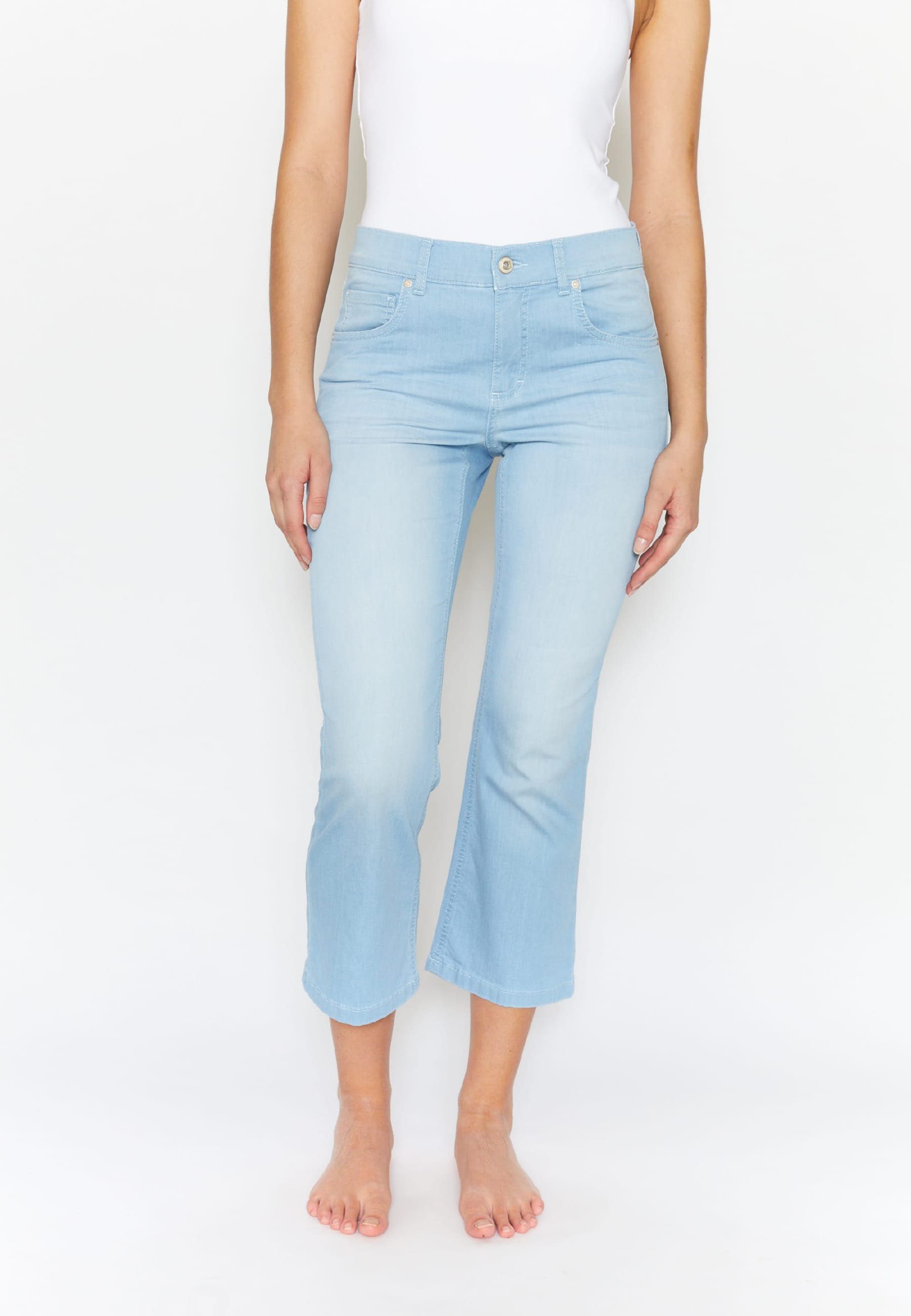ANGELS Bootcut-Jeans Bootcut-Jeans Leni Crop mit Label-Applikationen hellblau | Slim-Fit Jeans