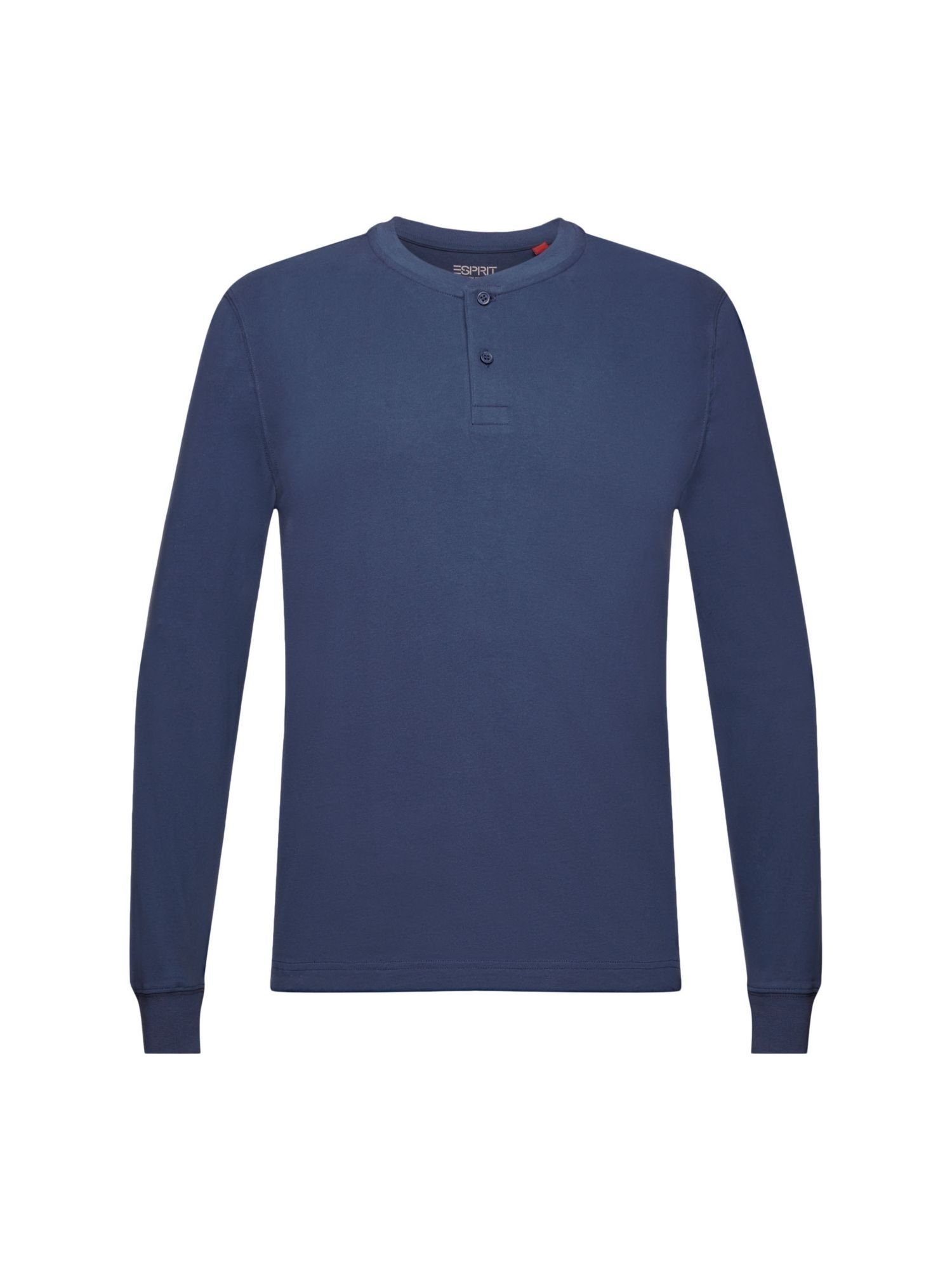 Esprit Langarmshirt Henley-Top aus Baumwolljersey in Washed-Optik (1-tlg) GREY BLUE | Shirts