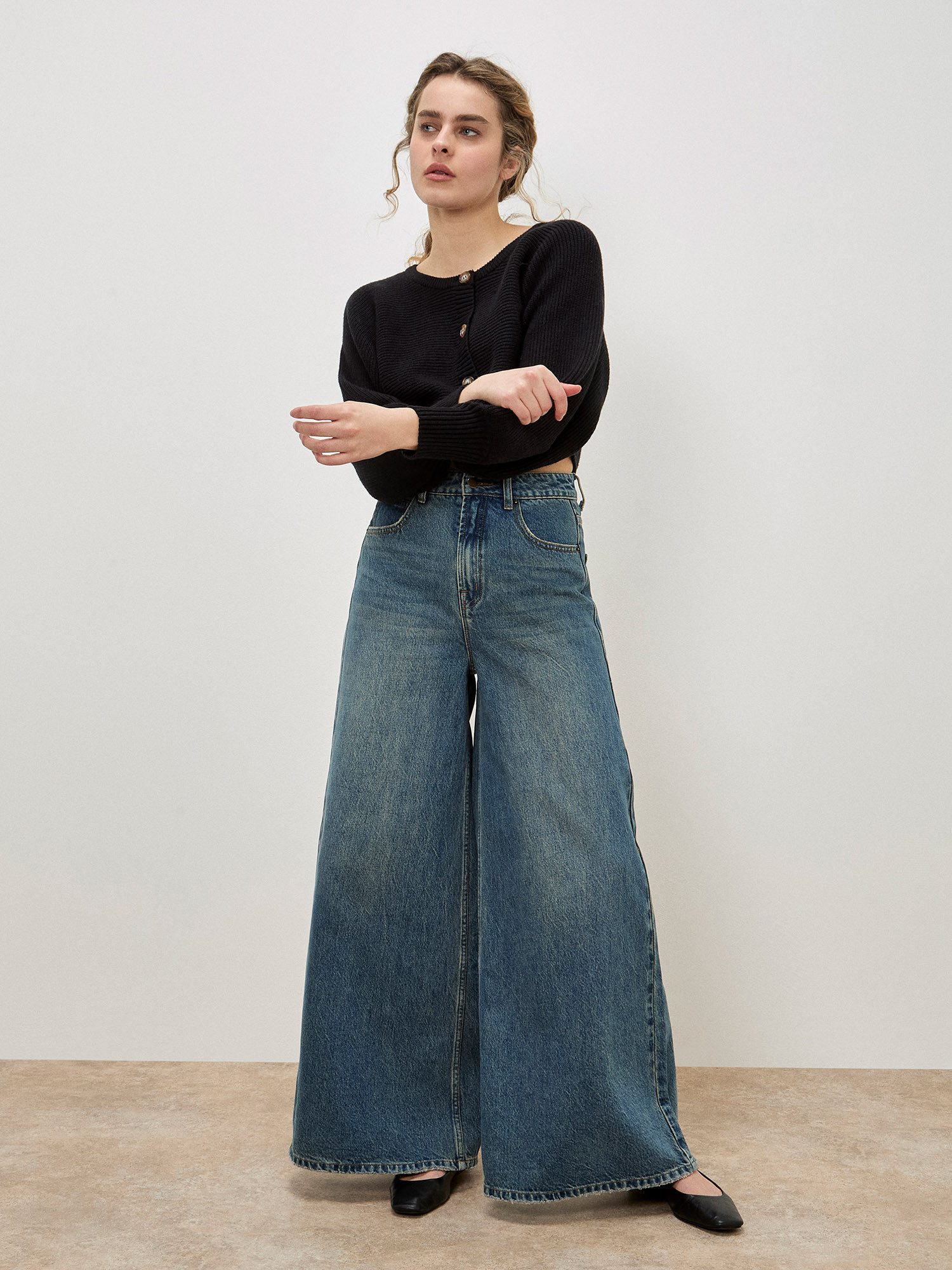 Apricot Weite Jeans Palazzo Jeans mit hohem Bund günstig online kaufen